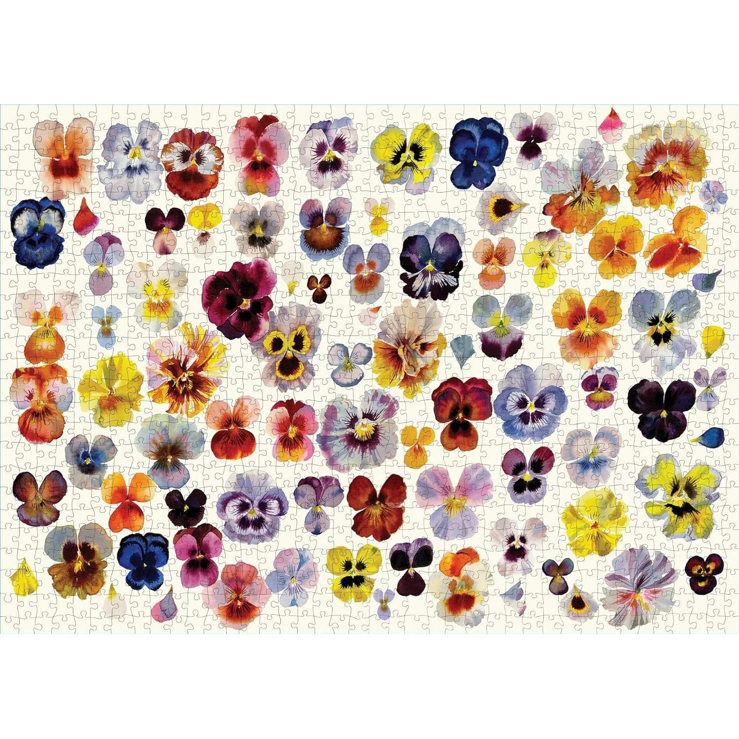 A Field of Pansies 1,000-Piece Jigsaw Puzzle | Watercolor Floral Puzzle by Helen Dealtry - Image 4