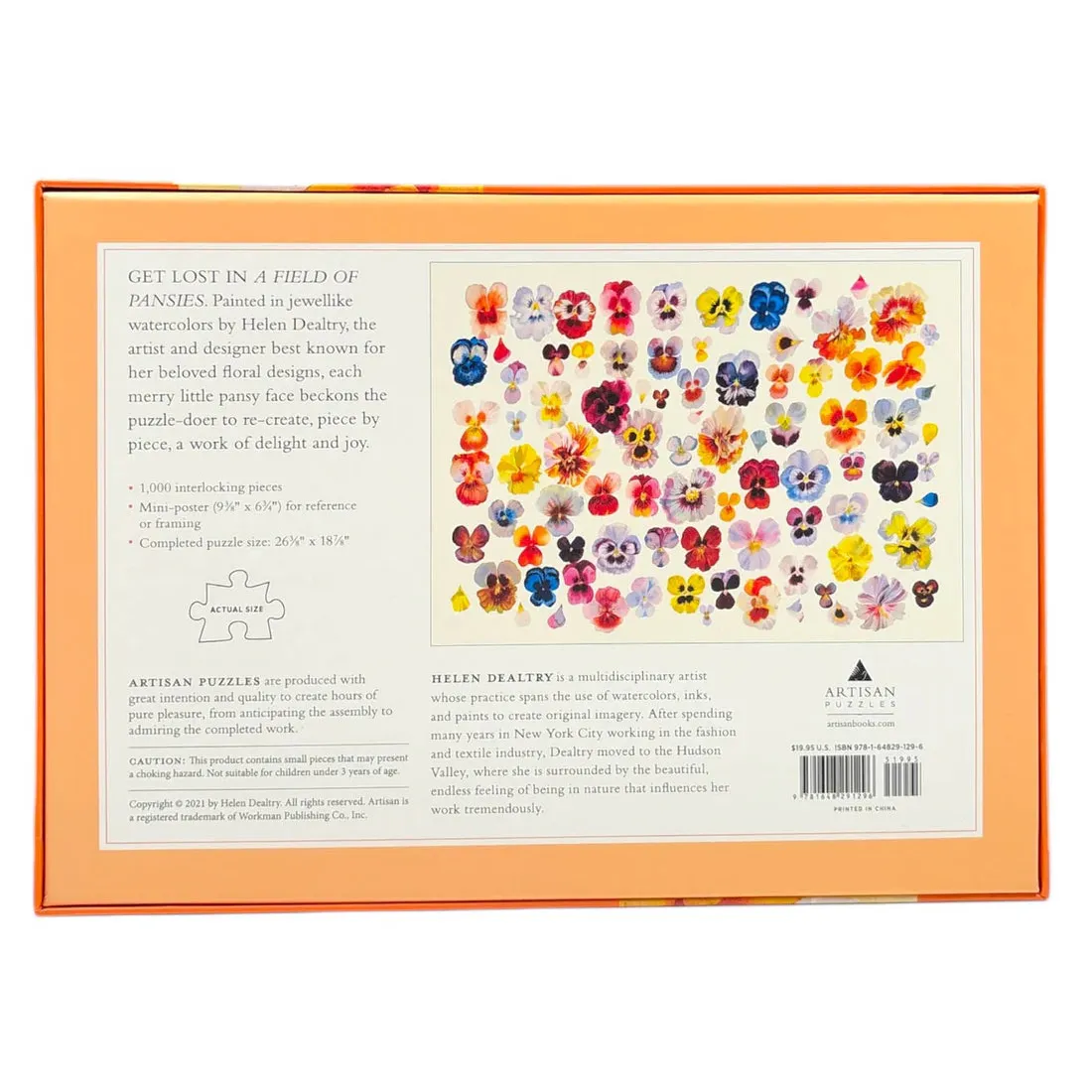 A Field of Pansies 1,000-Piece Jigsaw Puzzle | Watercolor Floral Puzzle by Helen Dealtry - Image 5