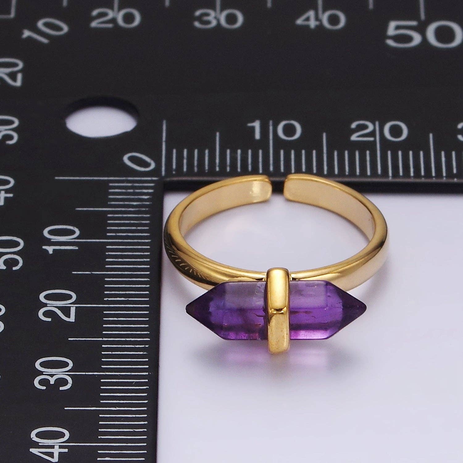 14K Gold Filled Natural Gemstone Pointed Wand Ring | Adjustable One Size Fits Most - Image 11