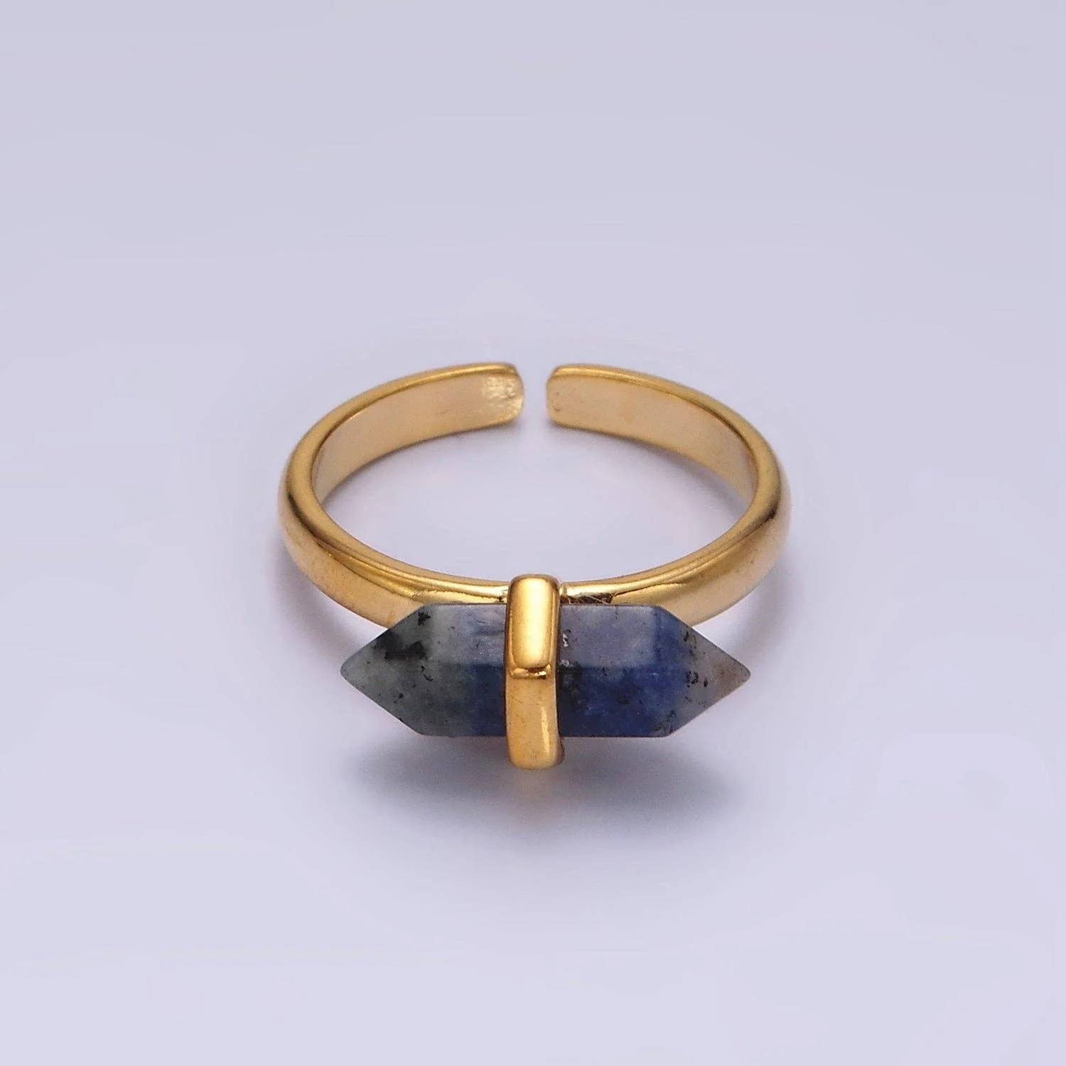 14K Gold Filled Natural Gemstone Pointed Wand Ring | Adjustable One Size Fits Most - Image 8