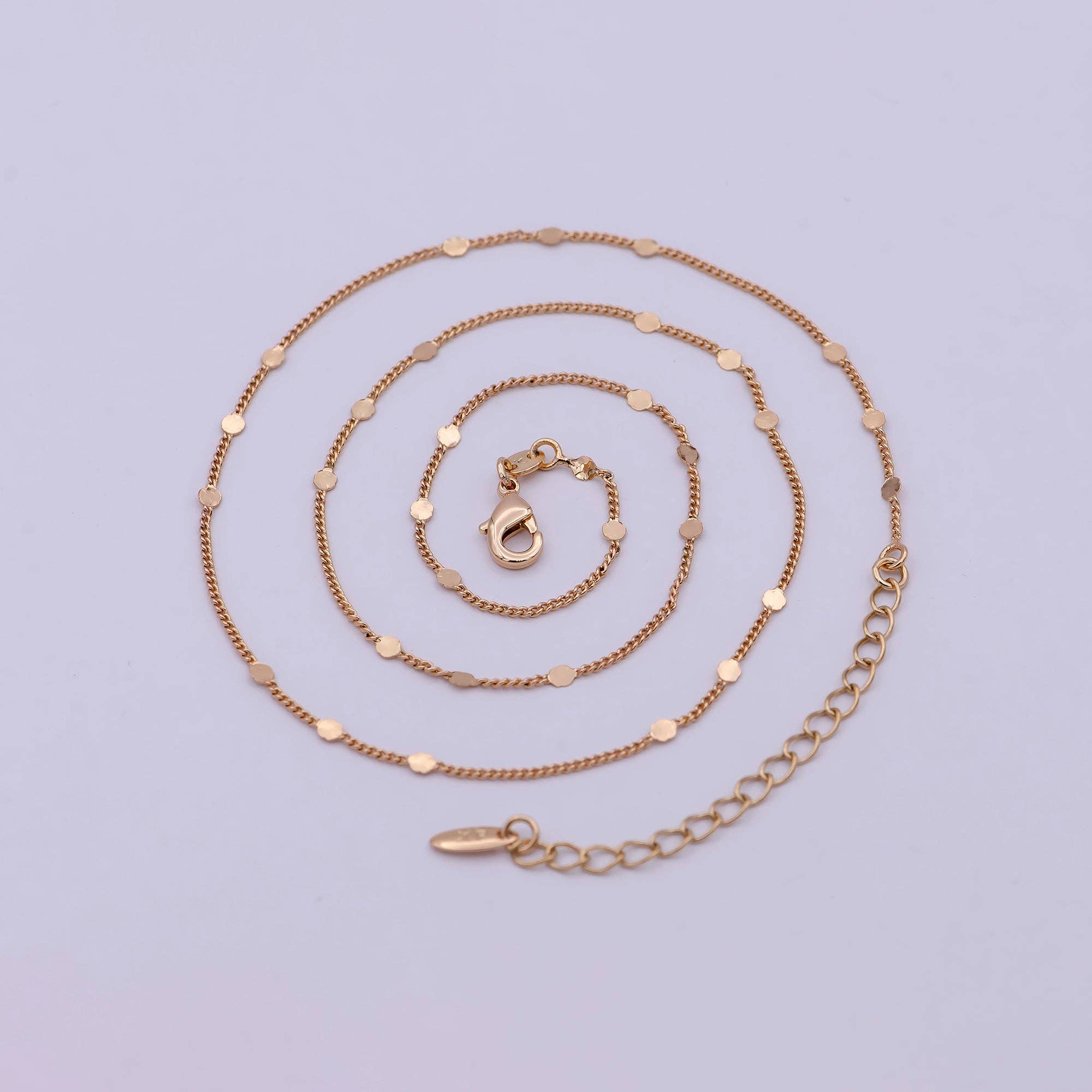 18K Gold Filled Chain Necklace Gold Curb Chain, 18 inch + 2 inch extender