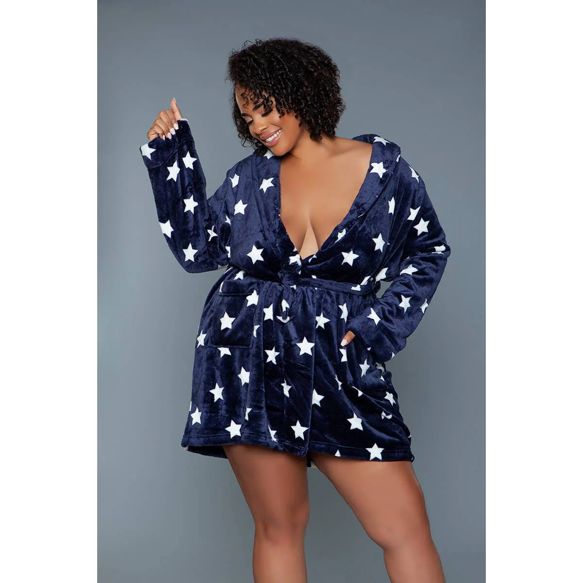 Kaylee Robe Navy & White Star Print | Giftable Luxurious Ultra Soft [Size L/XL Only] - Image 10