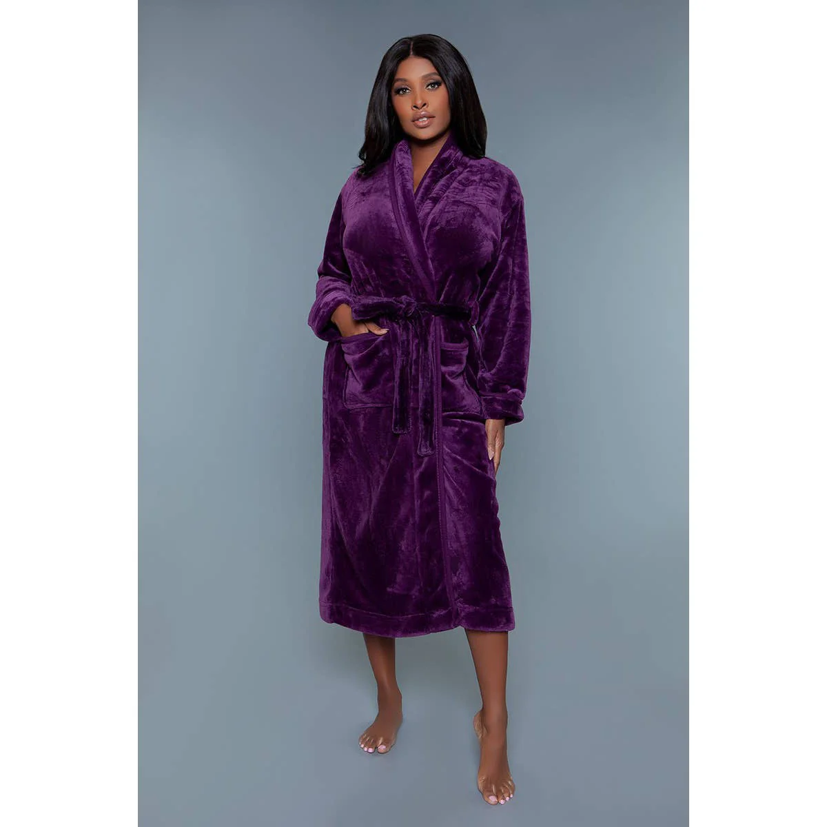 Helena Plush Robe in Purple | Giftable  Luxurious Ultra Soft [Available in S/M - L/XL] - Image 3