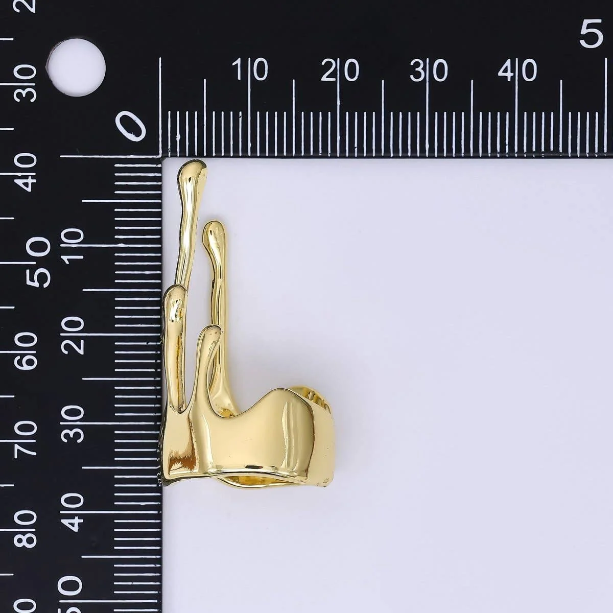 24K Gold Filled Liquid Drip Adjustable Open Ring | Geometric Chain Link Ring - Image 3