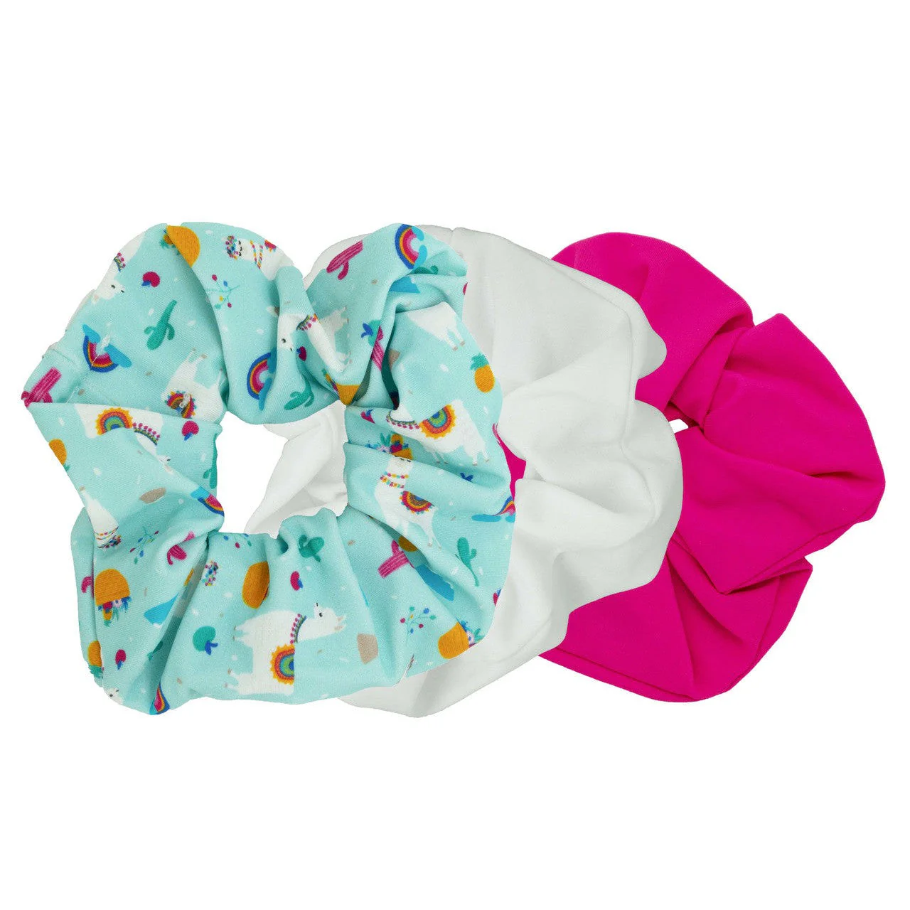 3 Pack Happy Llama Scrunchies | 80s Hair Tie Set - Image 3