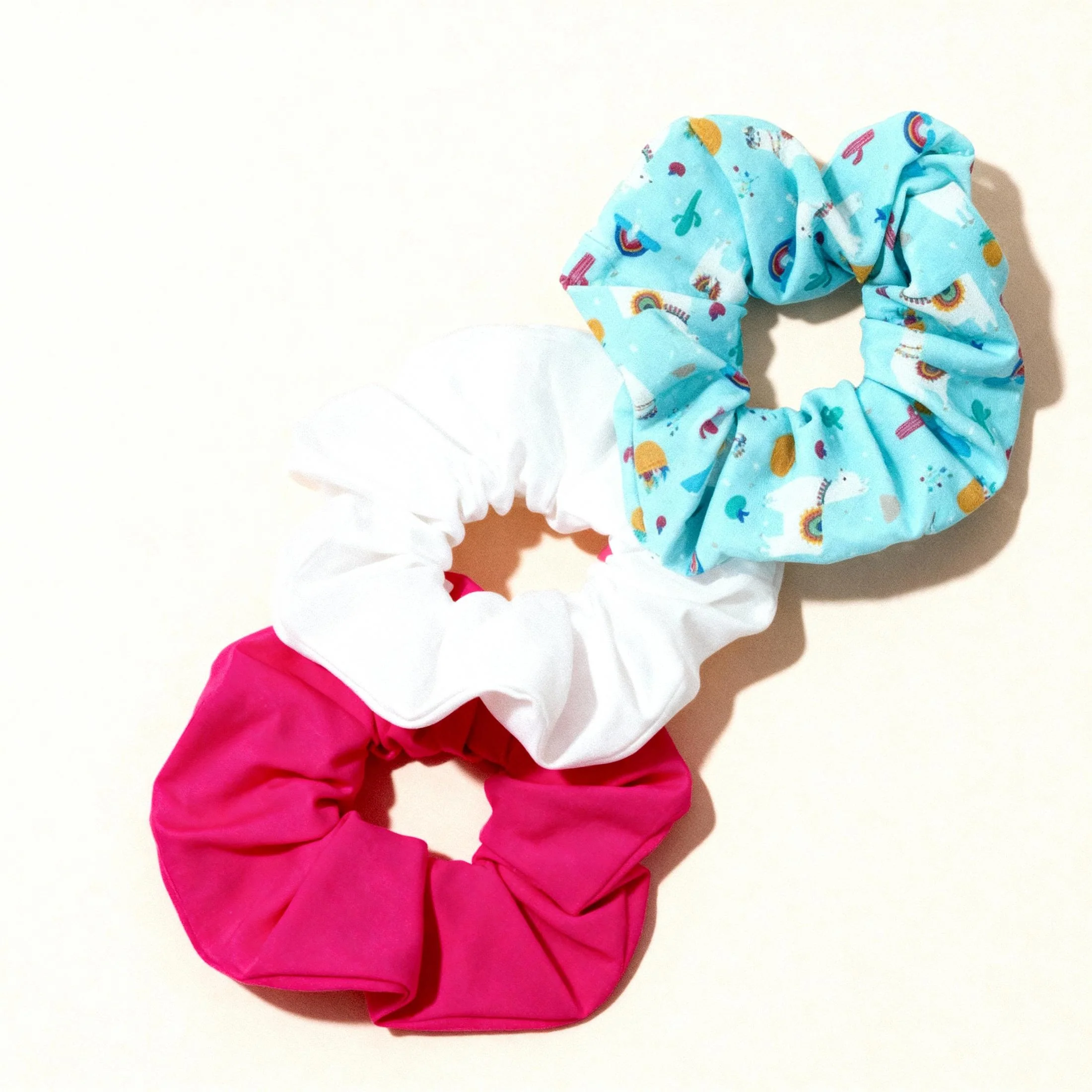 3 Pack Happy Llama Scrunchies | 80s Hair Tie Set - Image 4