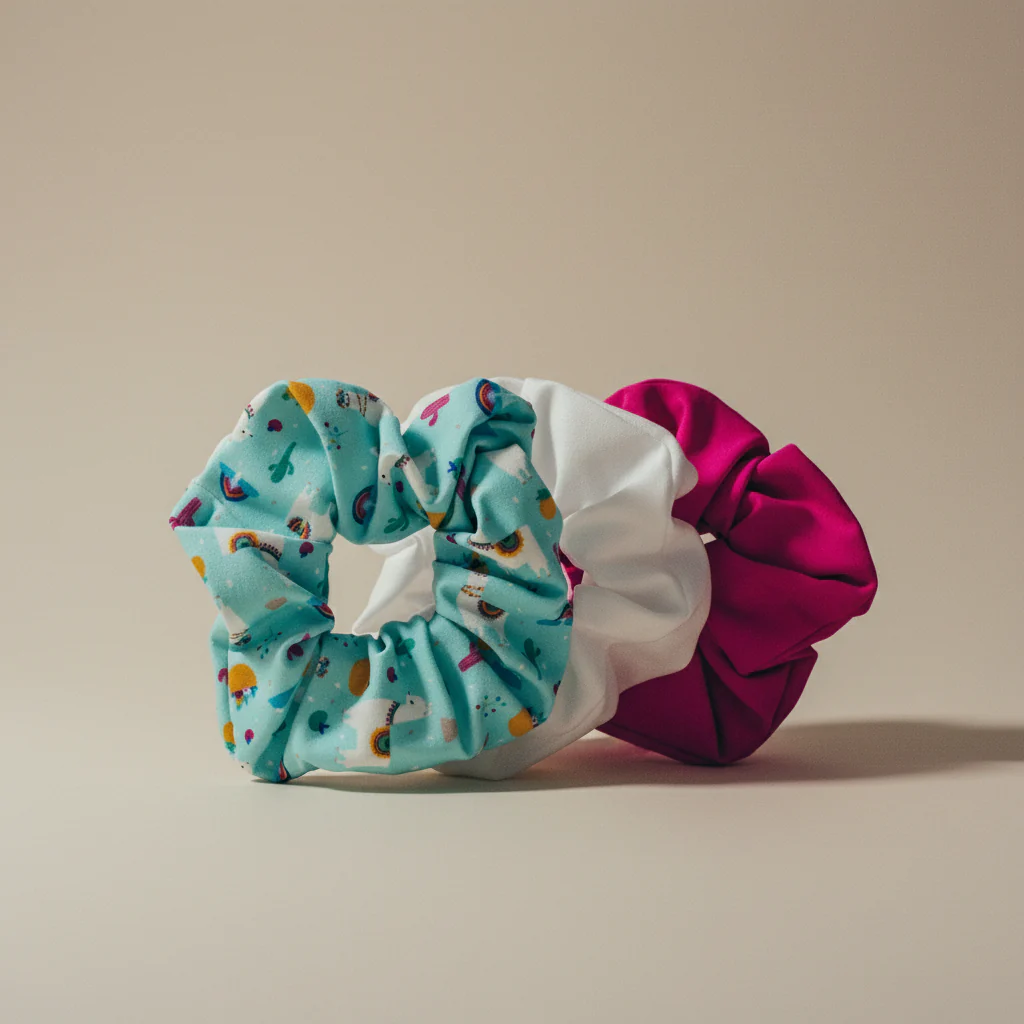 3 Pack Happy Llama Scrunchies | 80s Hair Tie Set - Image 6