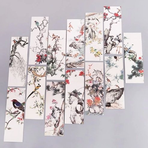 Painterly Flower and Bird Fine Art Style Bookmarks Pack of 30