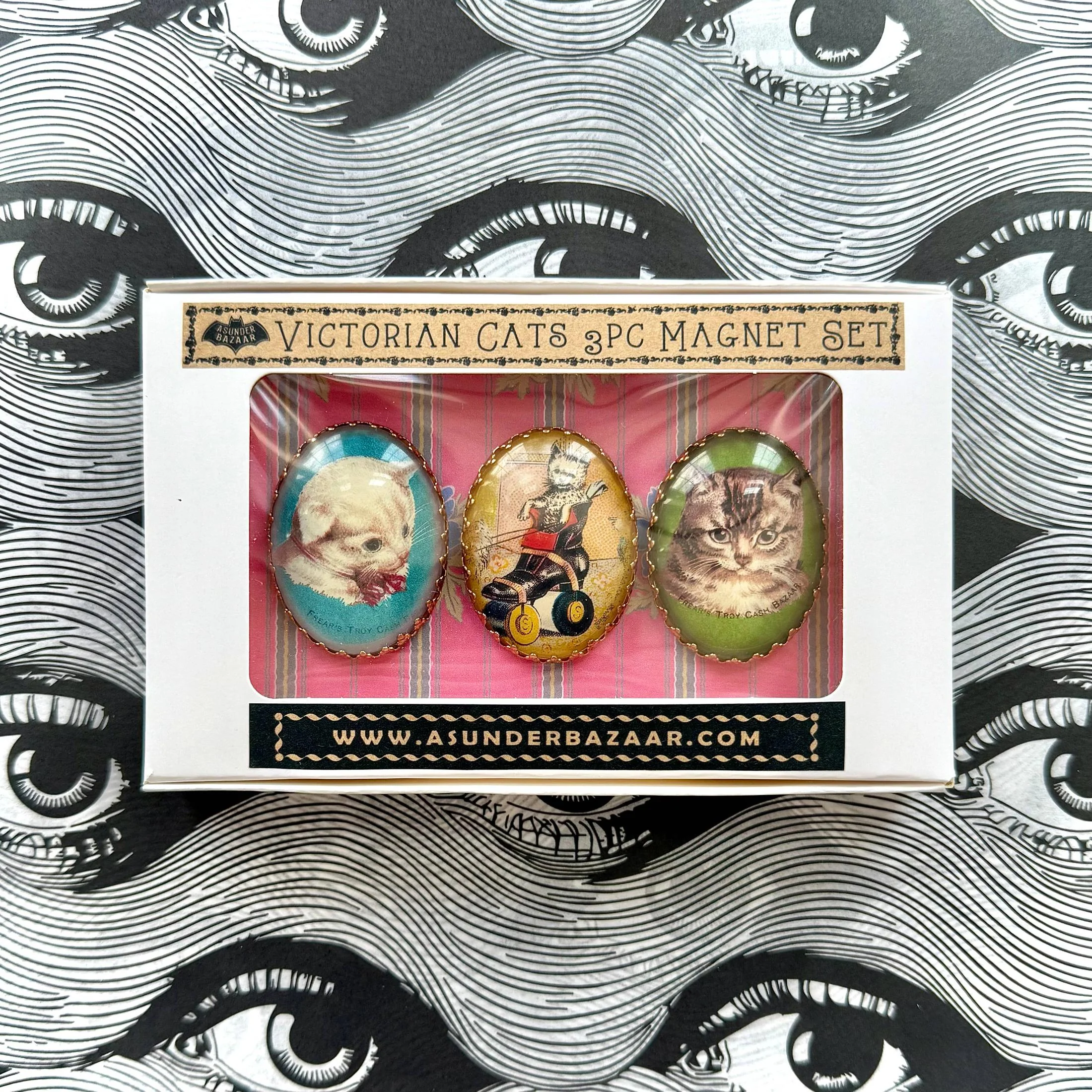 Victorian Cats 3-Piece Handmade Glass Magnets | 8 Styles - Image 14