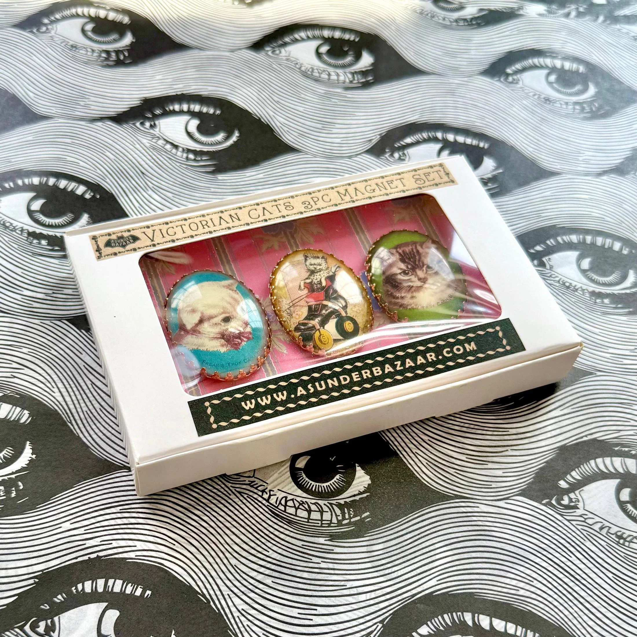 Victorian Cats 3-Piece Handmade Glass Magnets | 8 Styles - Image 15