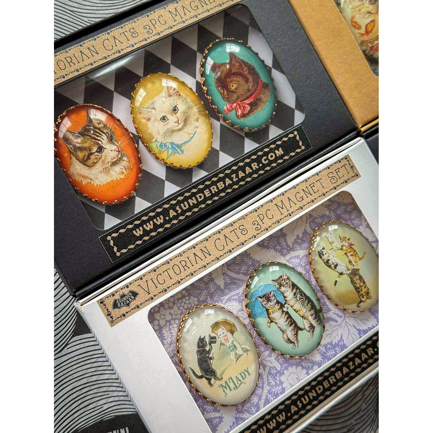 Victorian Cats 3-Piece Handmade Glass Magnets | 8 Styles - Image 17