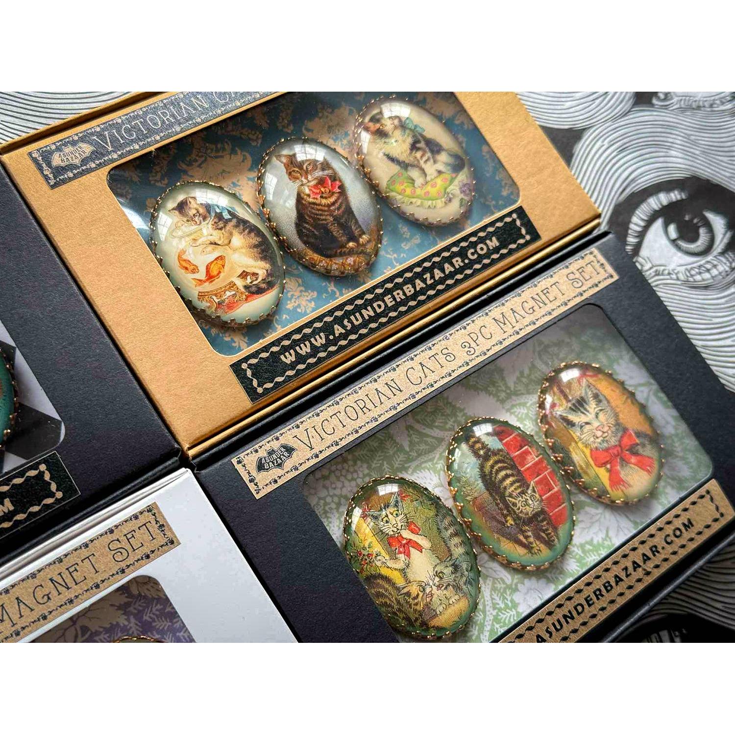 Victorian Cats 3-Piece Handmade Glass Magnets | 8 Styles - Image 18