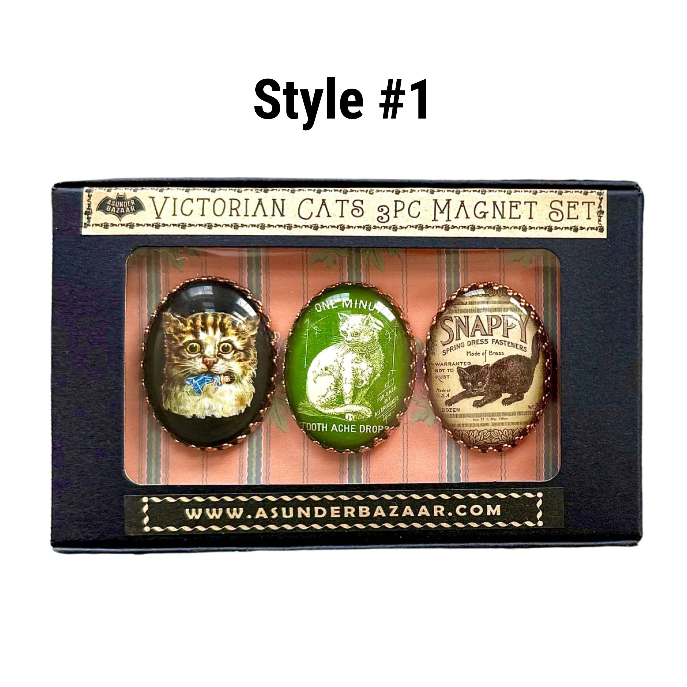 Victorian Cats 3-Piece Handmade Glass Magnets | 8 Styles - Image 19