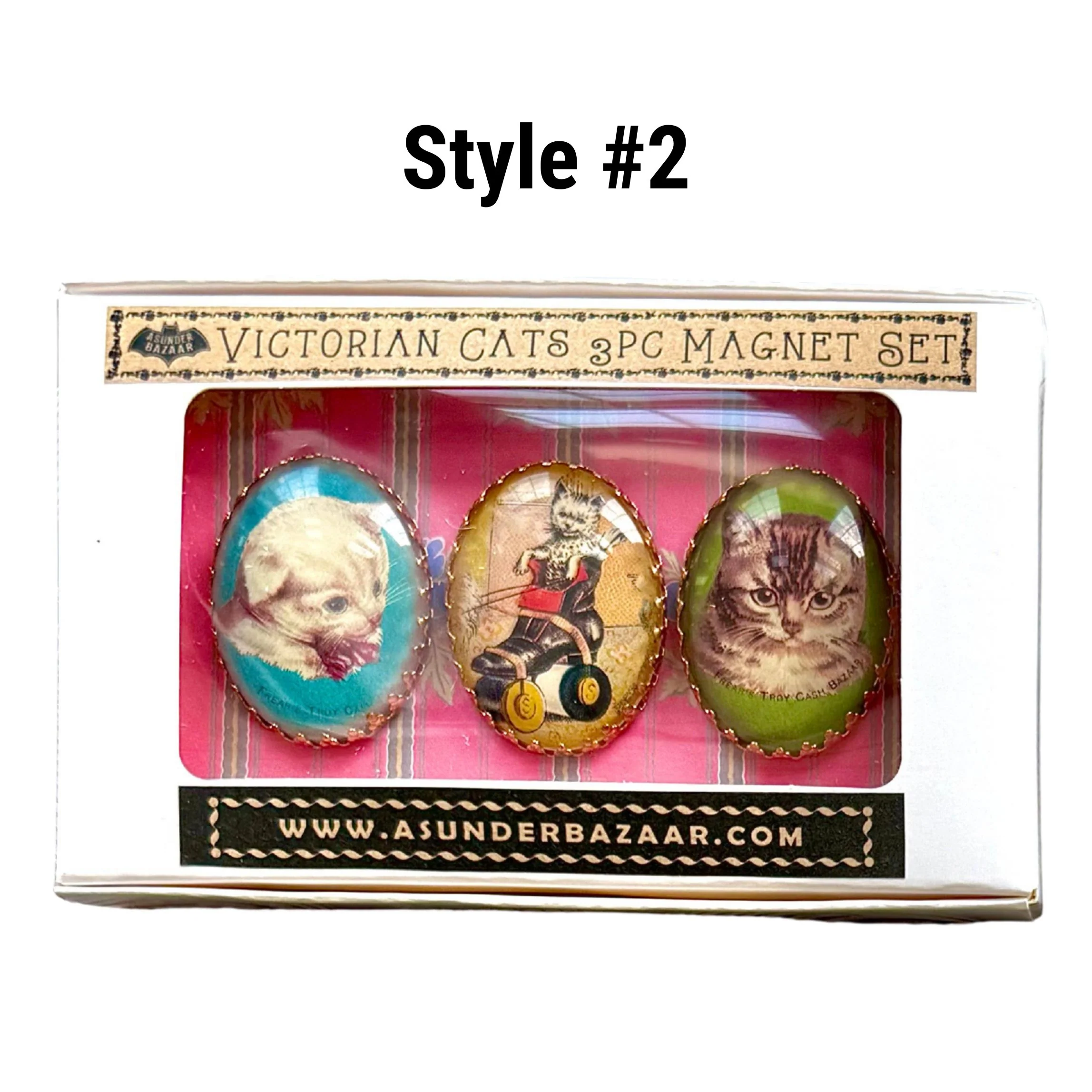 Victorian Cats 3-Piece Handmade Glass Magnets | 8 Styles - Image 20