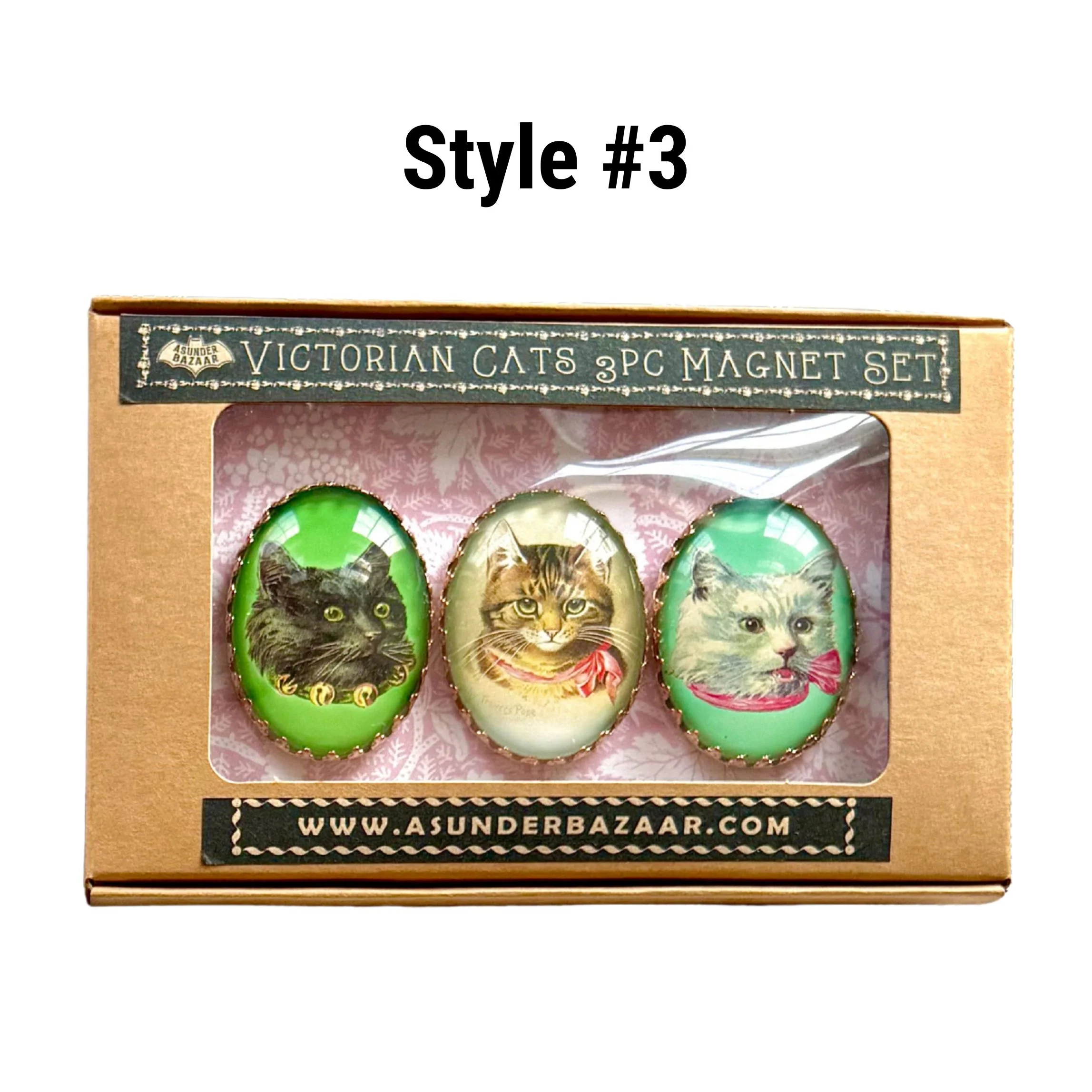 Victorian Cats 3-Piece Handmade Glass Magnets | 8 Styles - Image 21