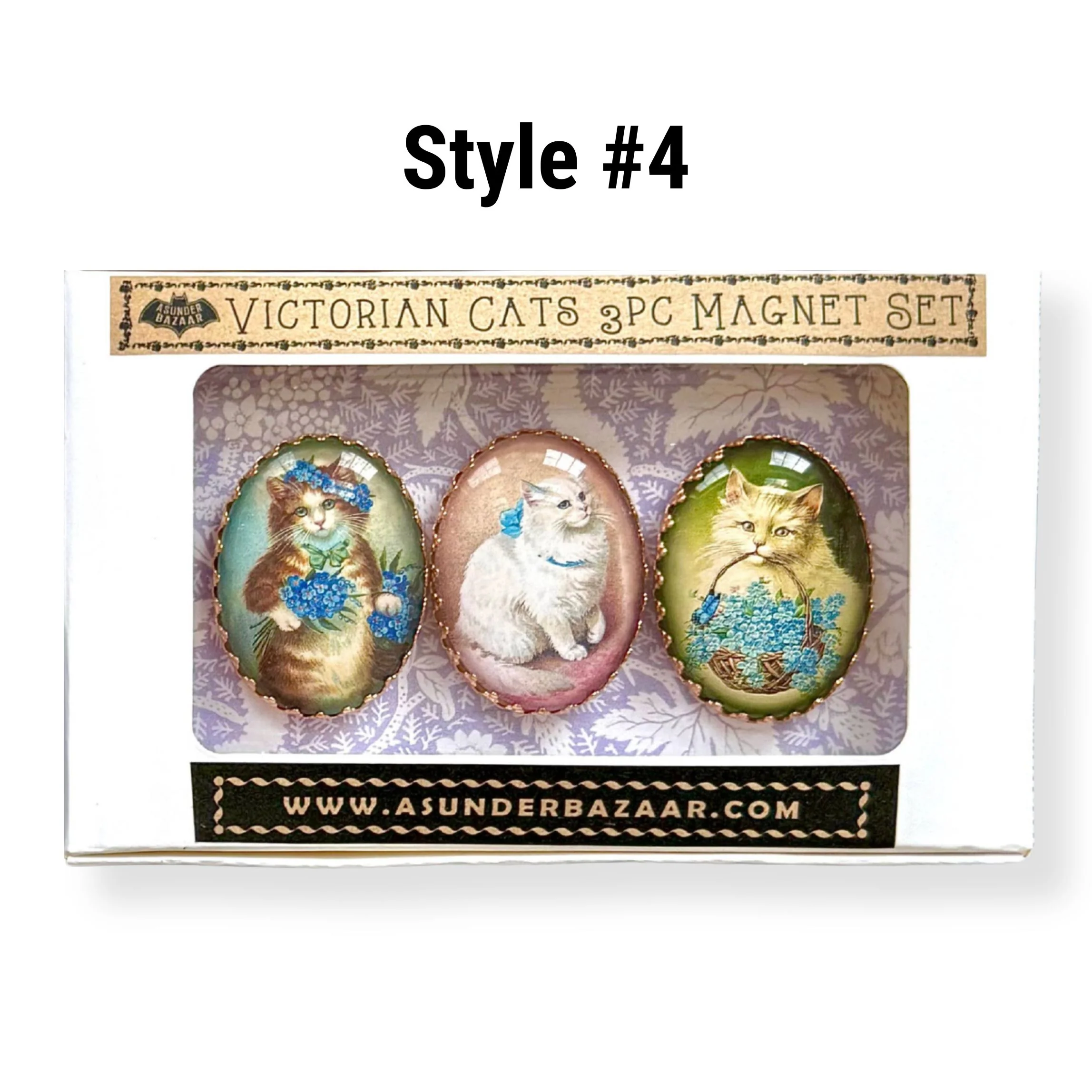 Victorian Cats 3-Piece Handmade Glass Magnets | 8 Styles - Image 22