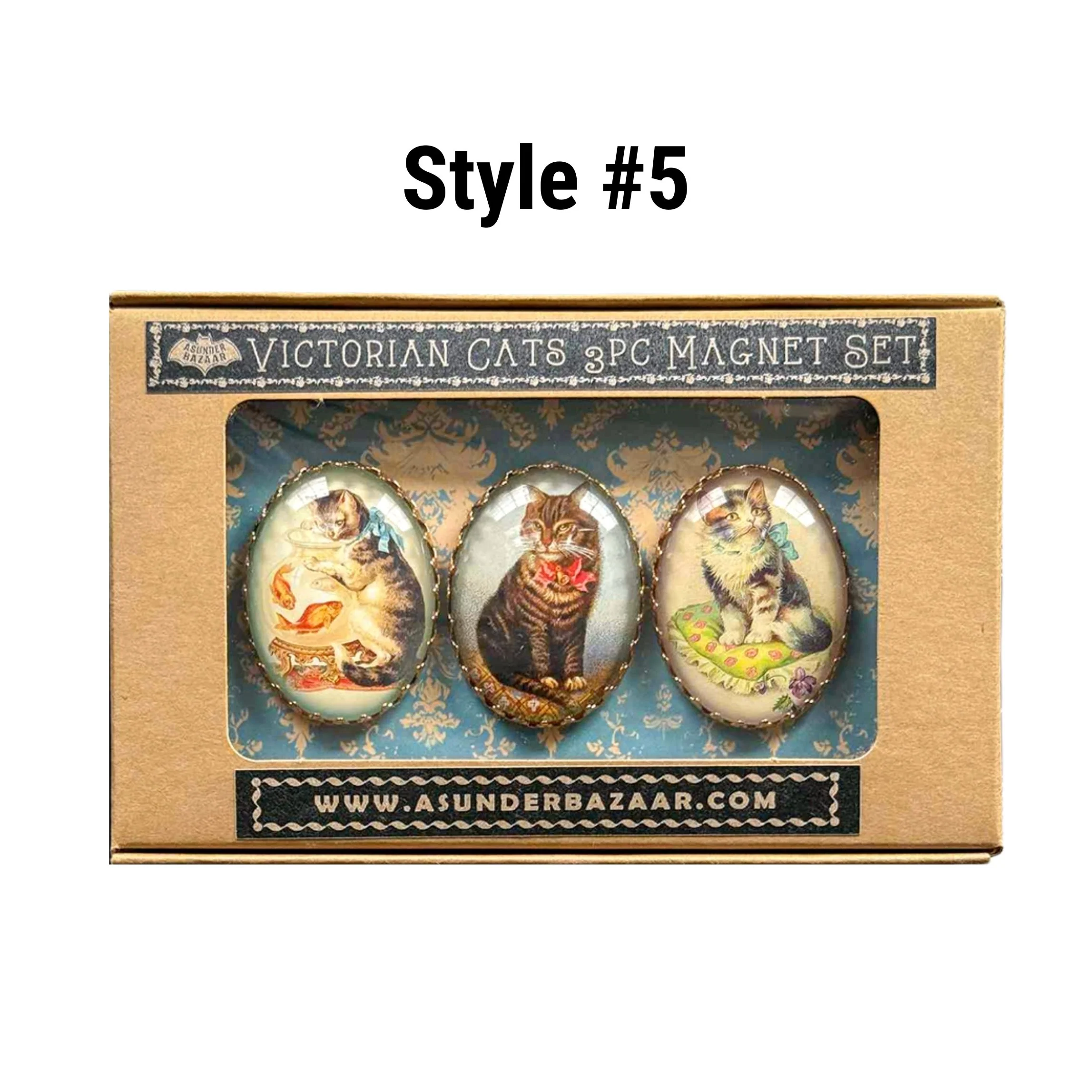 Victorian Cats 3-Piece Handmade Glass Magnets | 8 Styles - Image 23