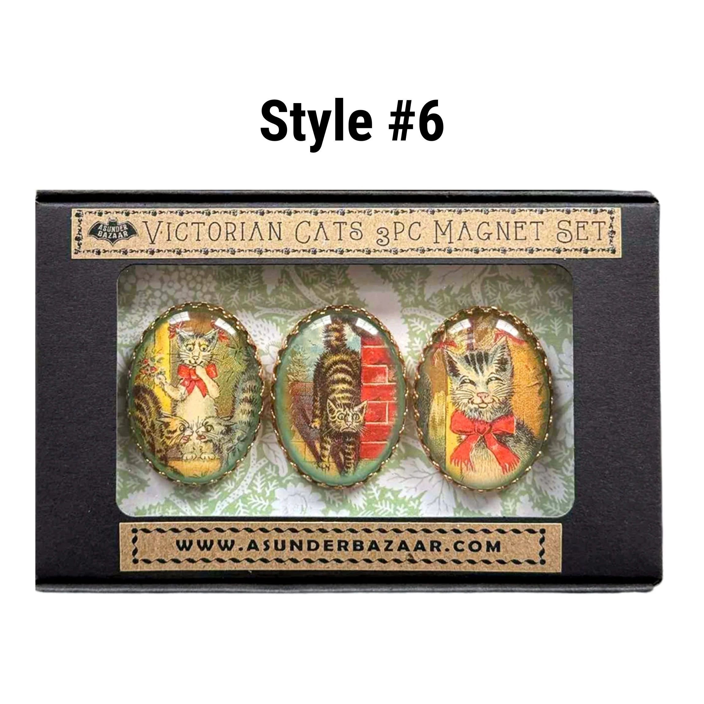 Victorian Cats 3-Piece Handmade Glass Magnets | 8 Styles - Image 24