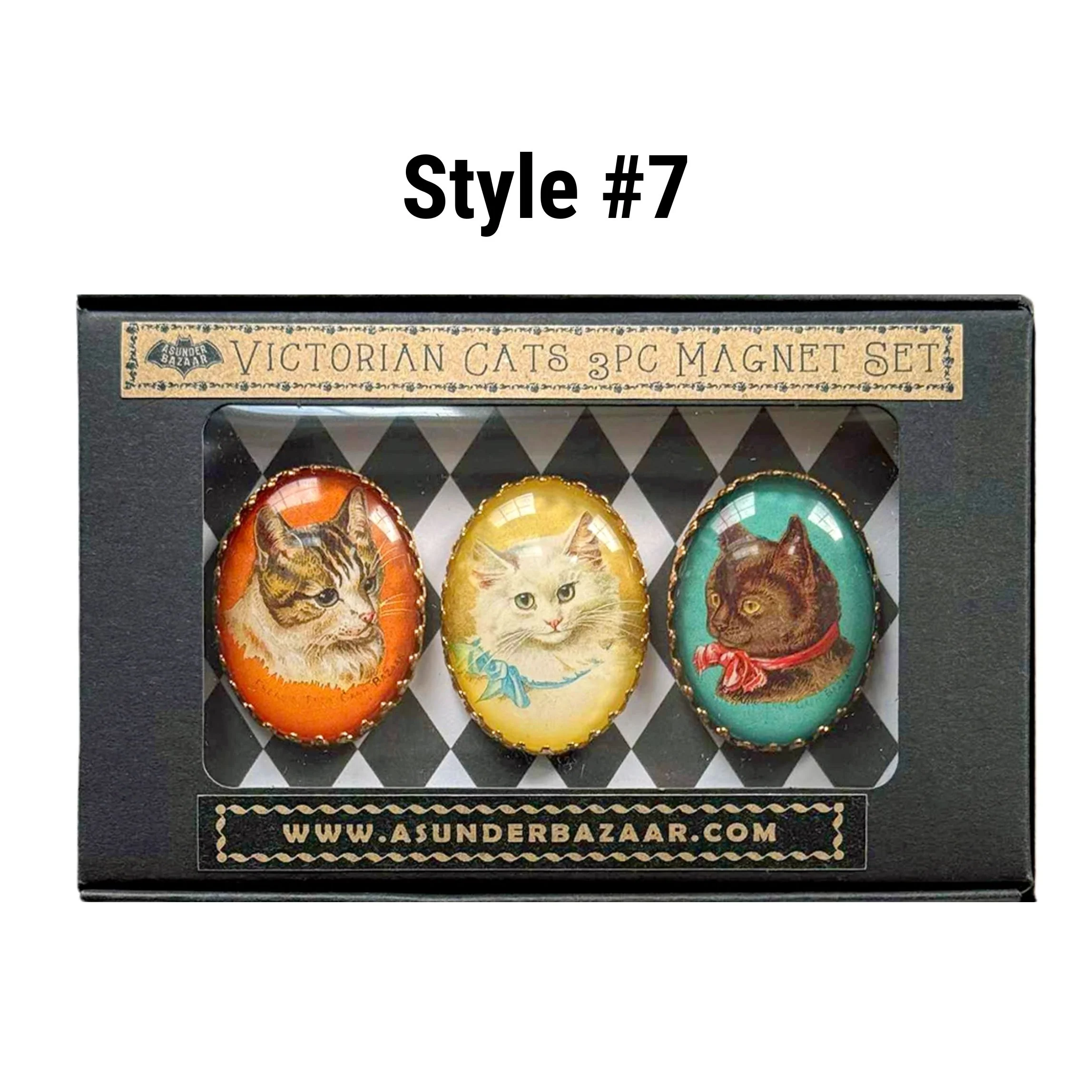 Victorian Cats 3-Piece Handmade Glass Magnets | 8 Styles - Image 25