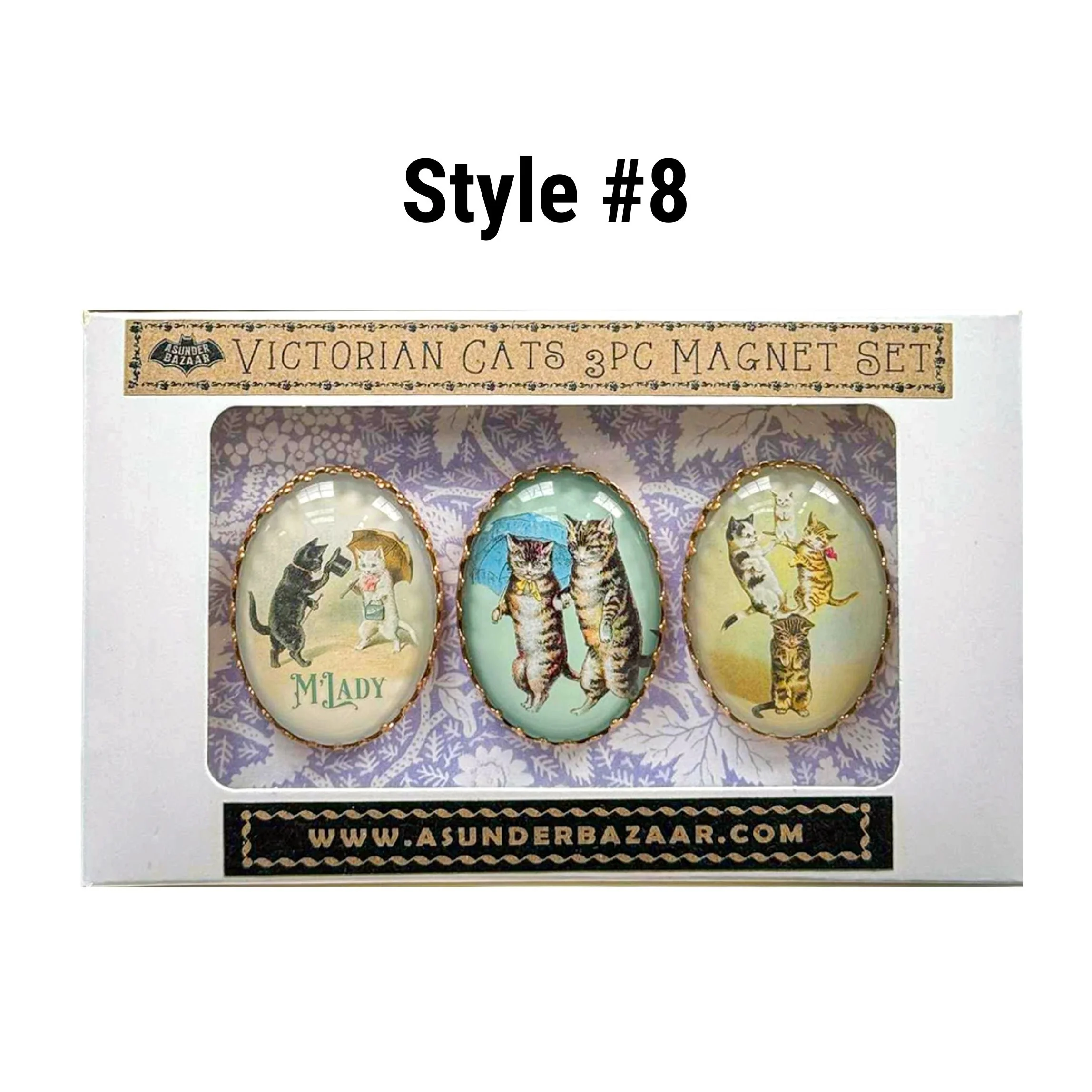 Victorian Cats 3-Piece Handmade Glass Magnets | 8 Styles - Image 26