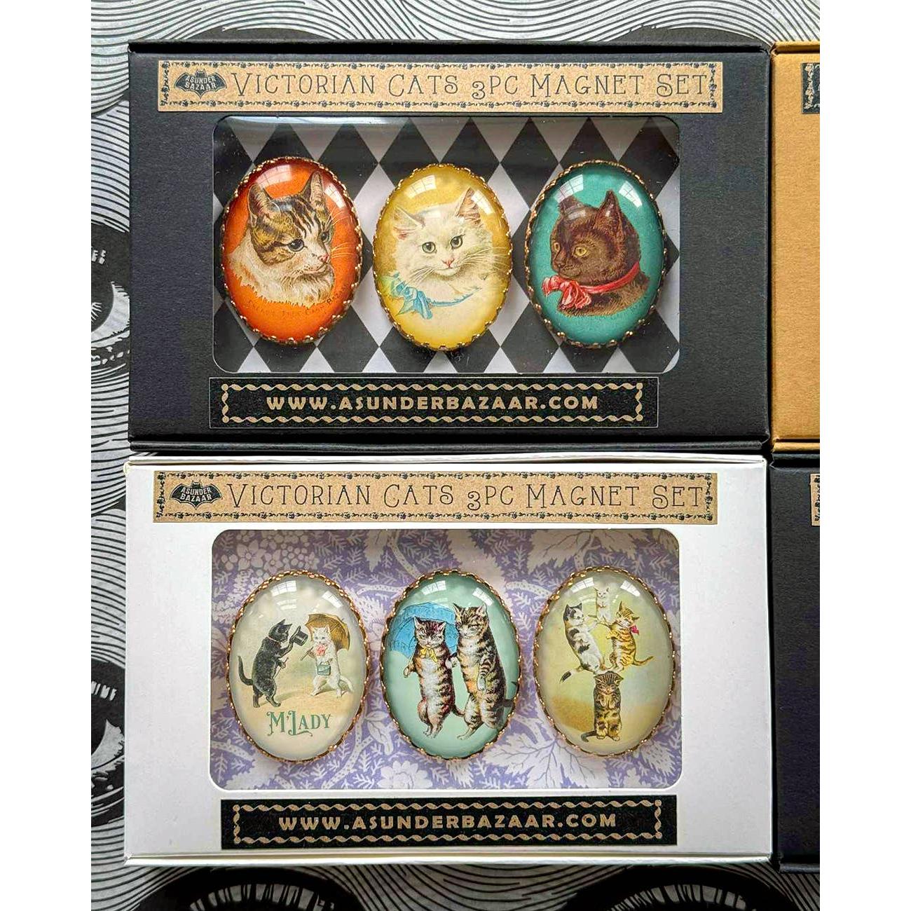 Victorian Cats 3-Piece Handmade Glass Magnets | 8 Styles - Image 4