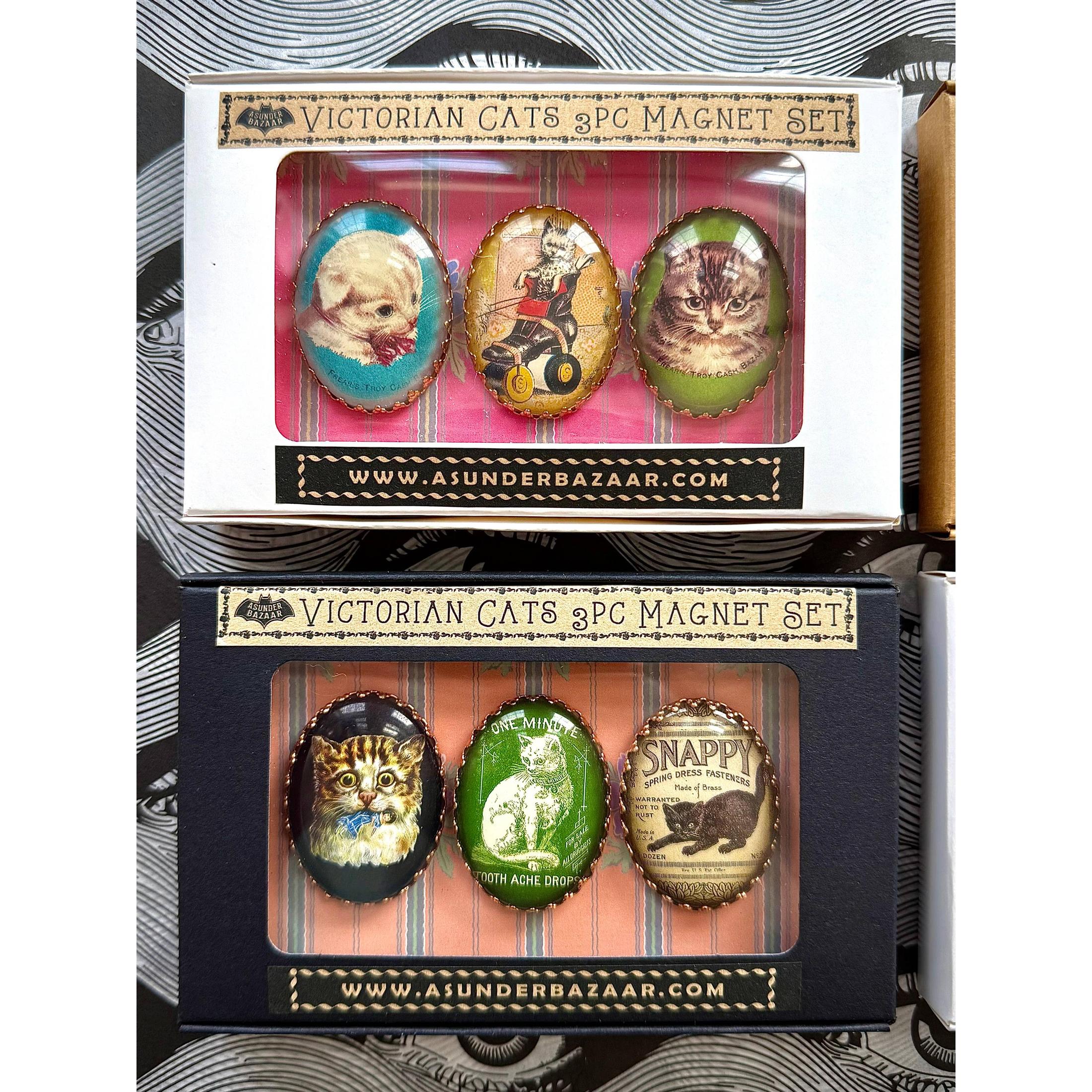 Victorian Cats 3-Piece Handmade Glass Magnets | 8 Styles - Image 7