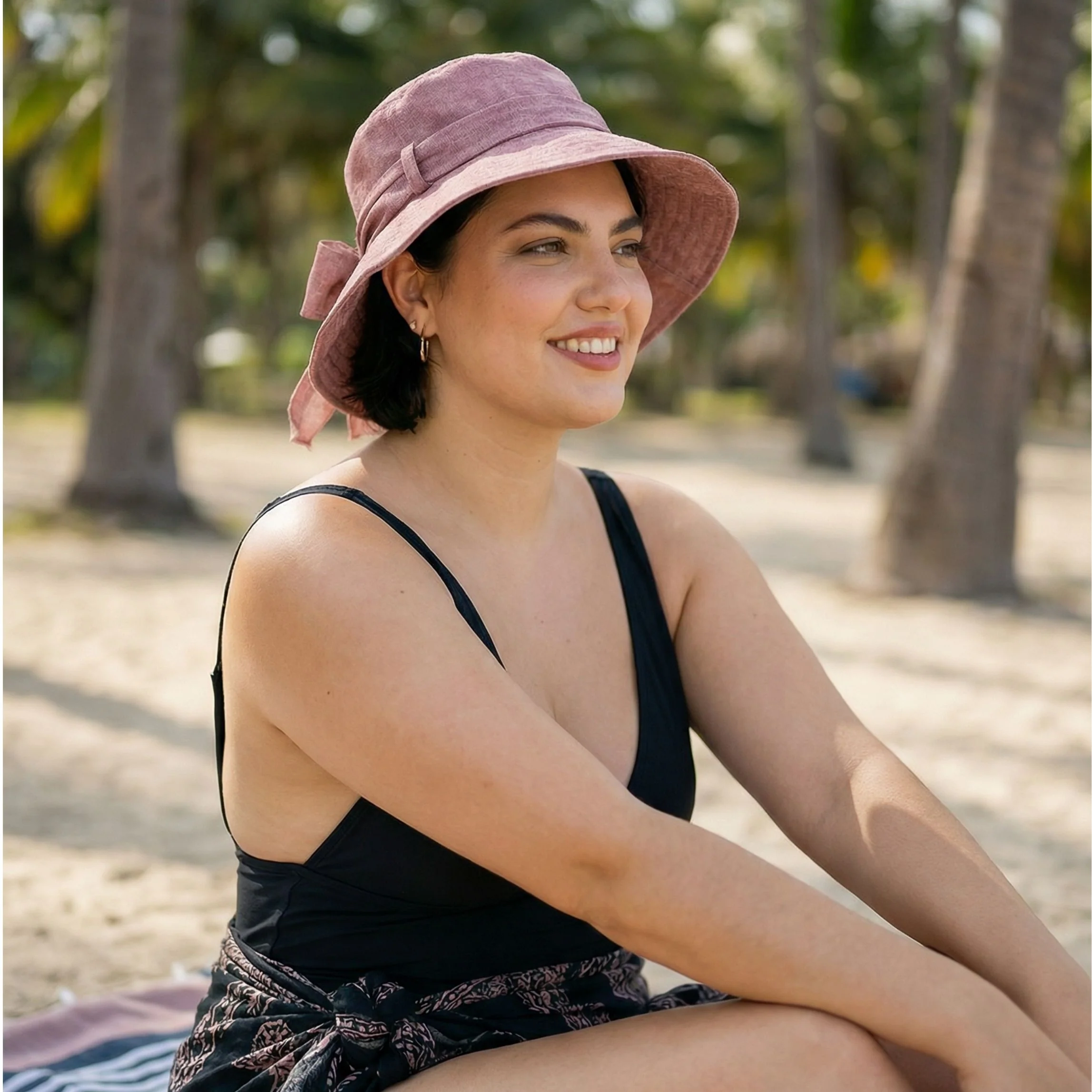 Rose Spring Straw Hat with Bow | Women’s Sun Hat 4” Brim - Image 3