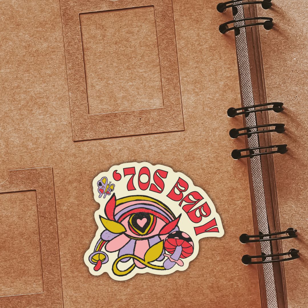 70's Baby Retro Vinyl Die Cut Sticker - Image 2