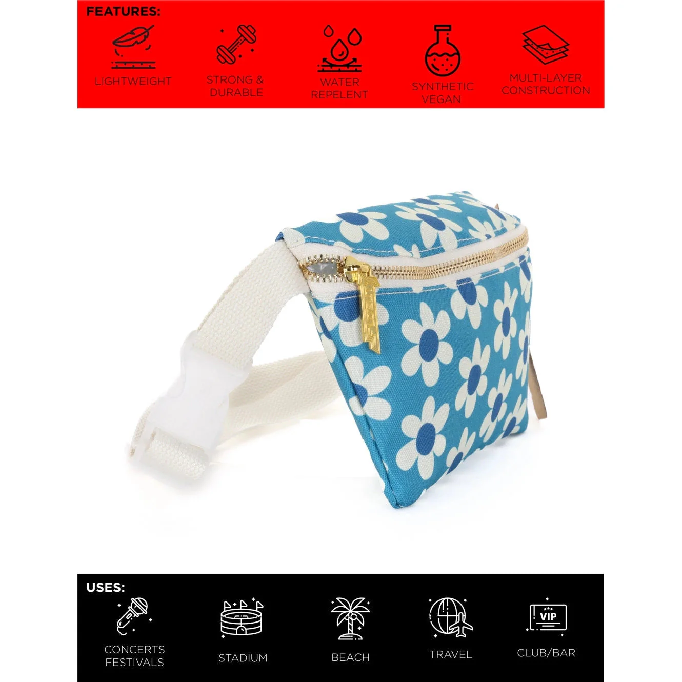 Daisy '70s Small Ultra Slim Fanny Pack | Recycled Material - Image 3