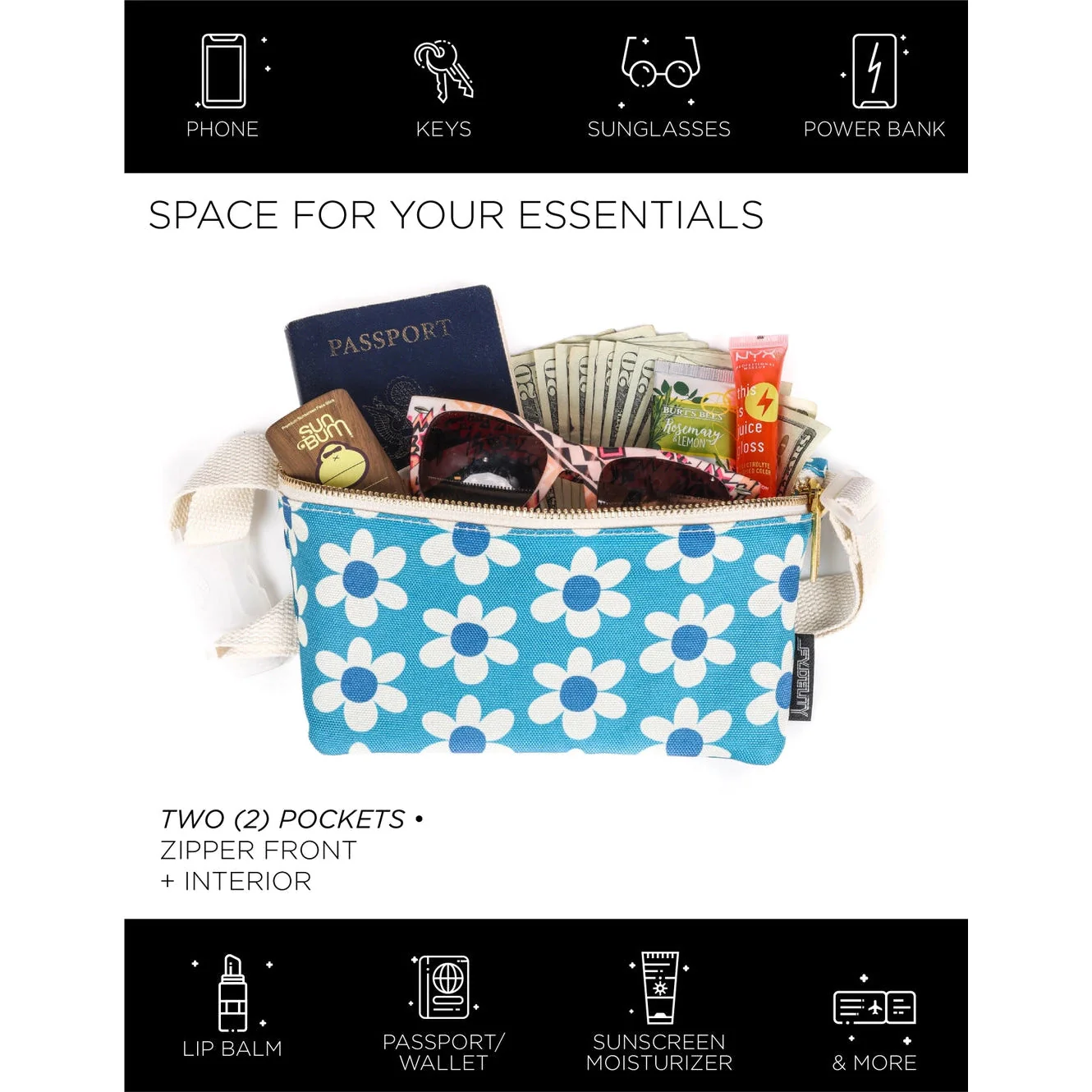 Daisy '70s Small Ultra Slim Fanny Pack | Recycled Material - Image 5