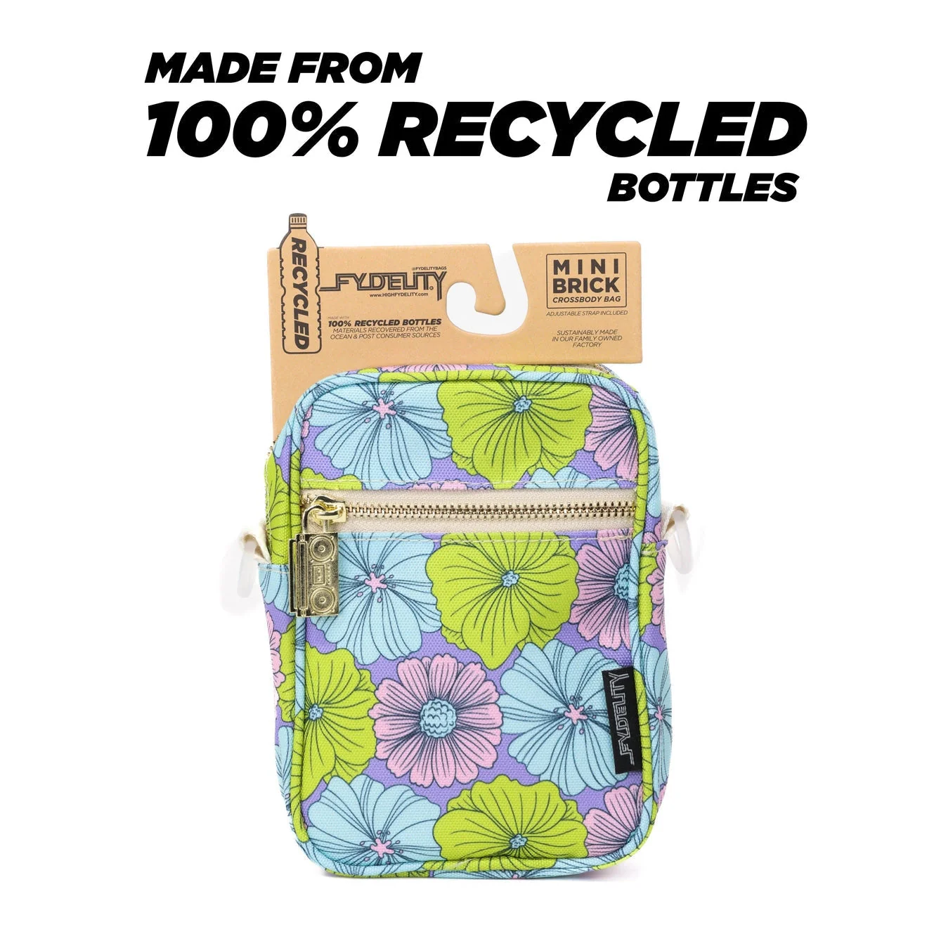 Floral '70s Crossbody Mini Brick Bag | Made of 100% Recycled Bottles - Image 3
