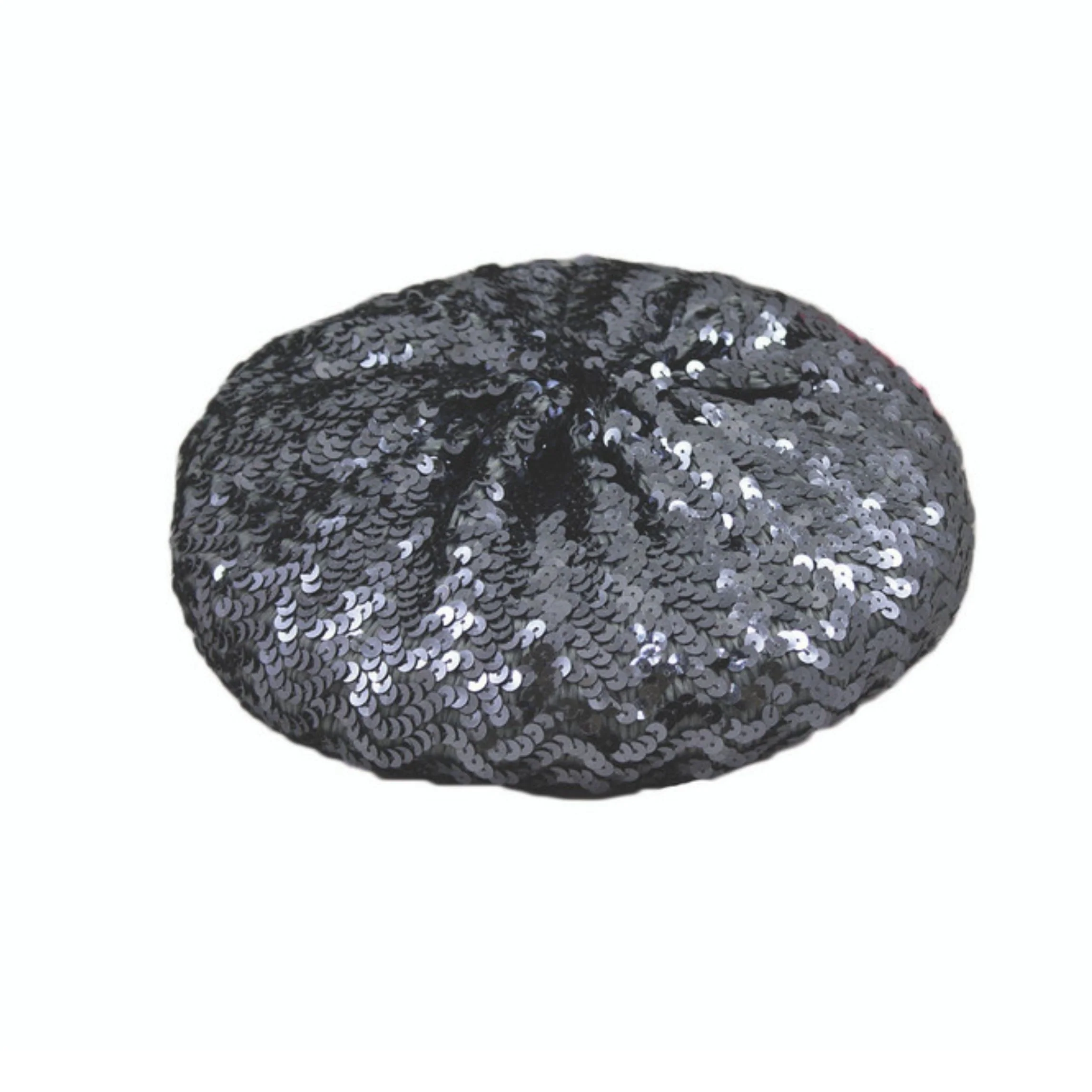 Women’s Sequin Beret Hat | Winter Beret in Black, Silver or Dark Silver - Image 4