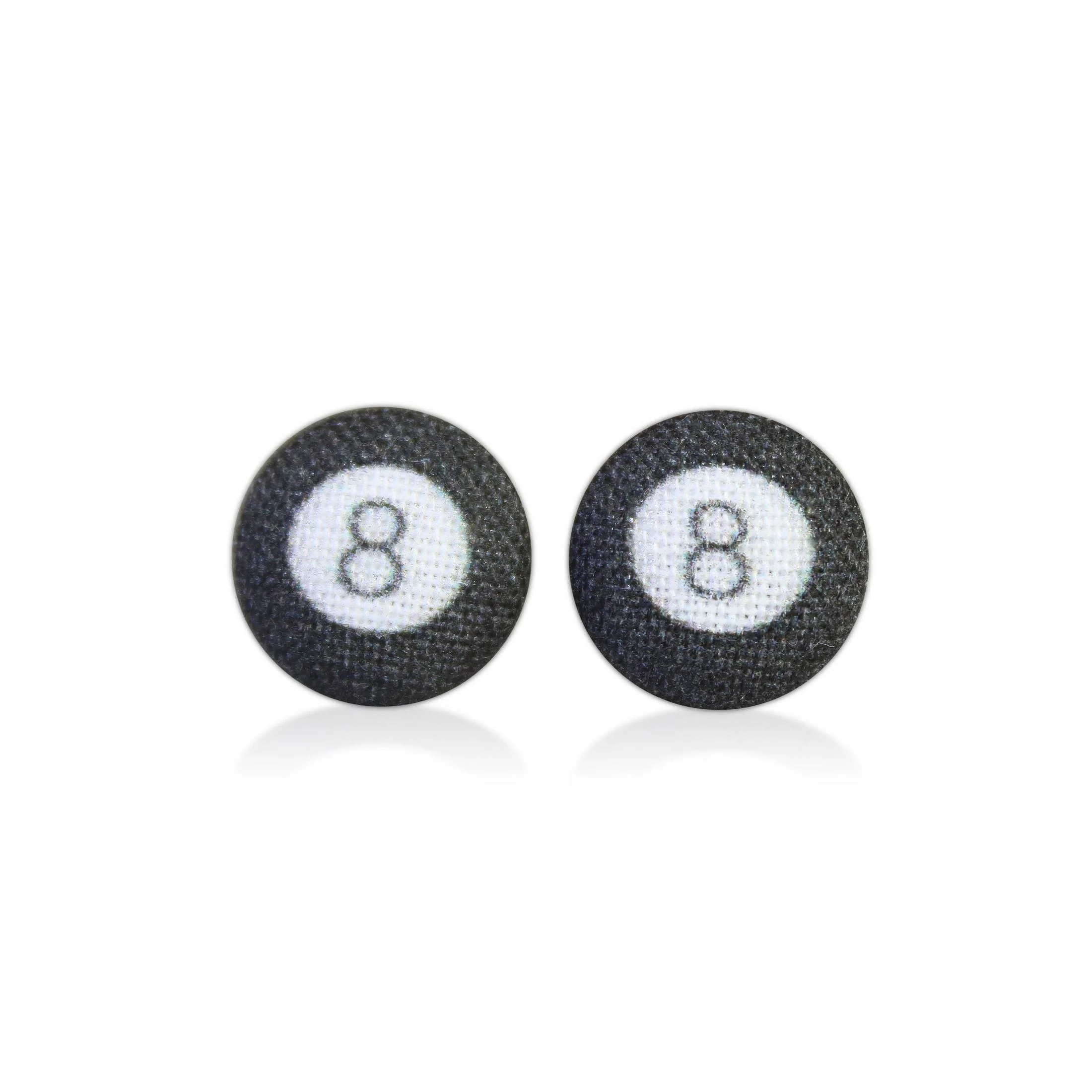 8 Ball Pool Ball Fabric Button Earrings | Handmade in the US - Image 2