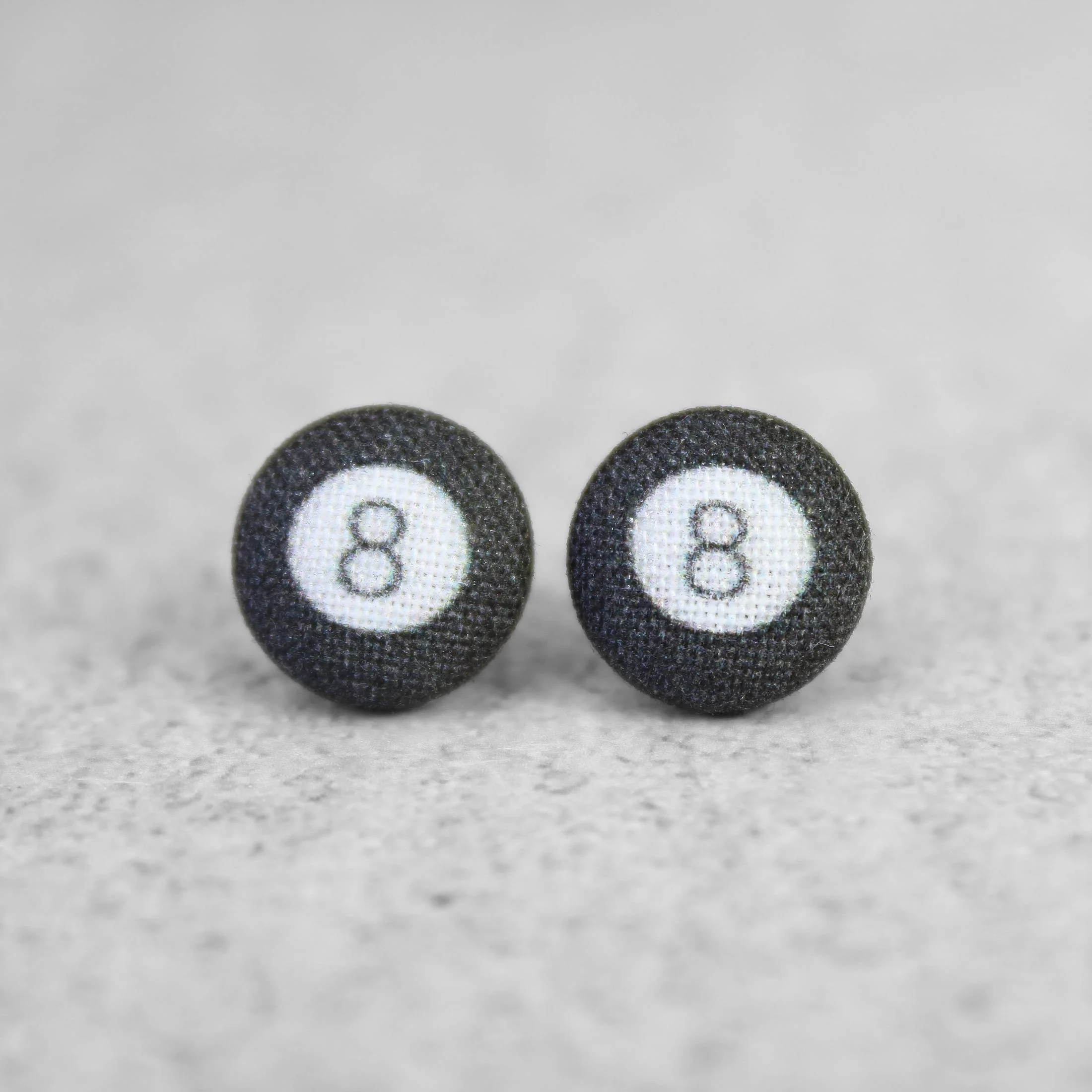 8 Ball Pool Ball Fabric Button Earrings | Handmade in the US - Image 6