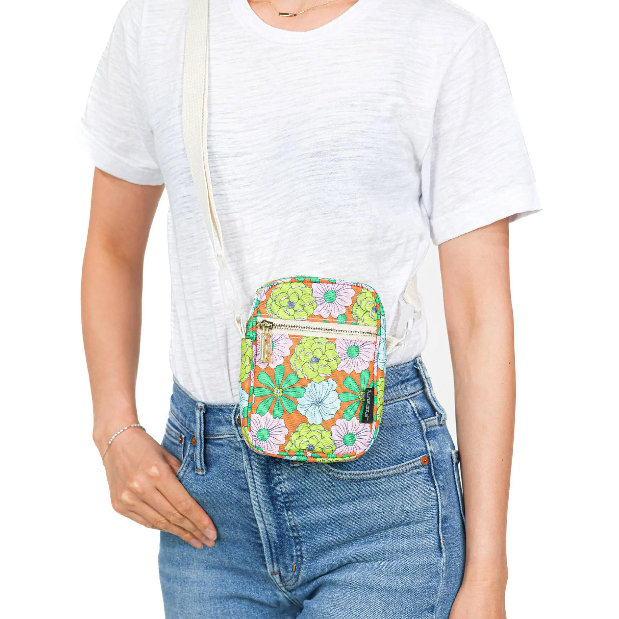 Mini Brick Bag in Floral Orange | Crossbody Bag | Recycled RPET - Image 2
