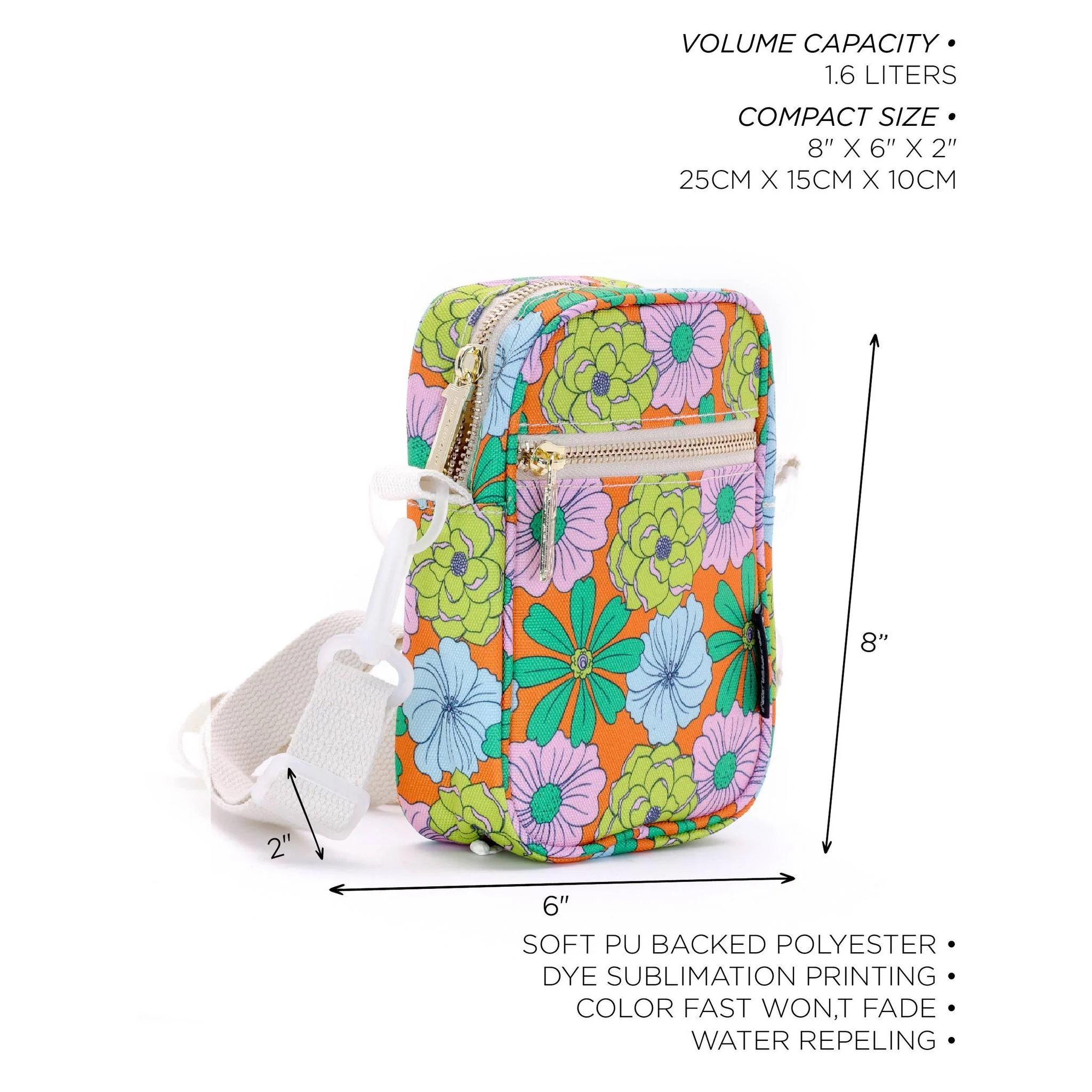 Mini Brick Bag in Floral Orange | Crossbody Bag | Recycled RPET - Image 4