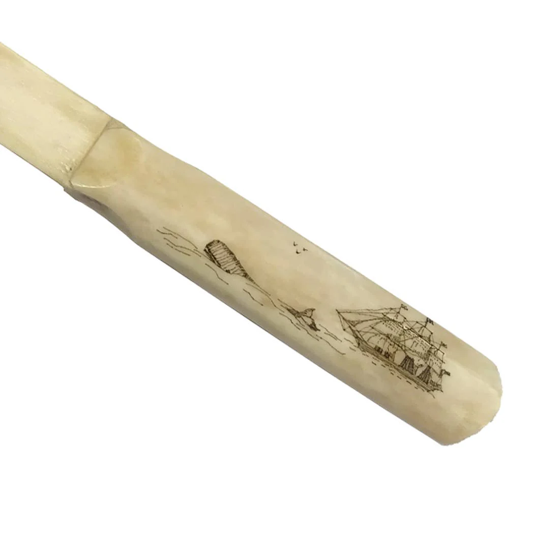 19th C. Whaling Schooner Scrimshaw OxBone Letter Opener Men's Gift  | 9" Knife Mail Envelope Opener Staple Remover - Image 2