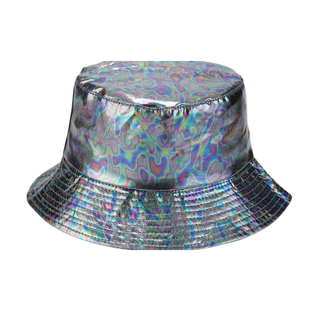 90s Style Holographic Rainbow Bucket Hat - Image 3