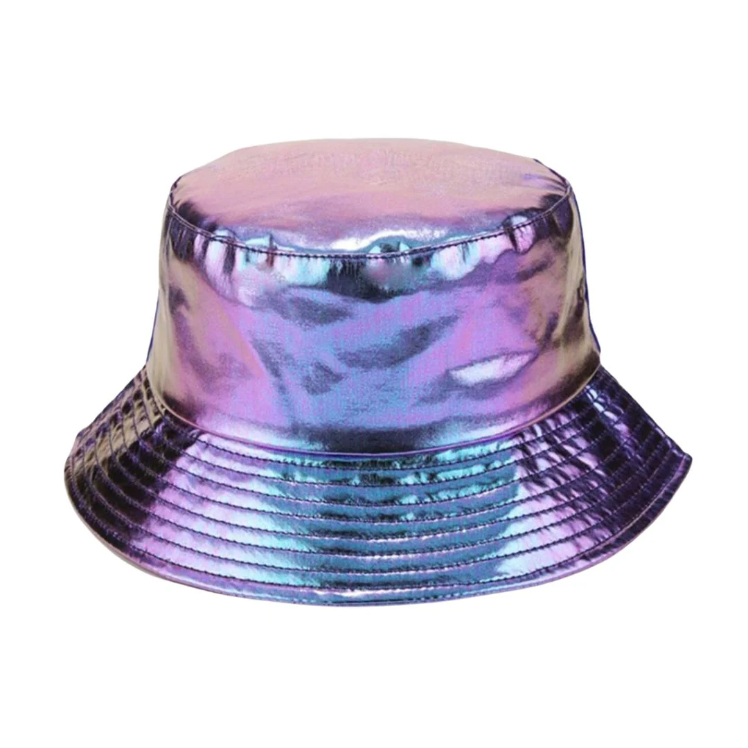 90s Style Holographic Rainbow Bucket Hat - Image 4