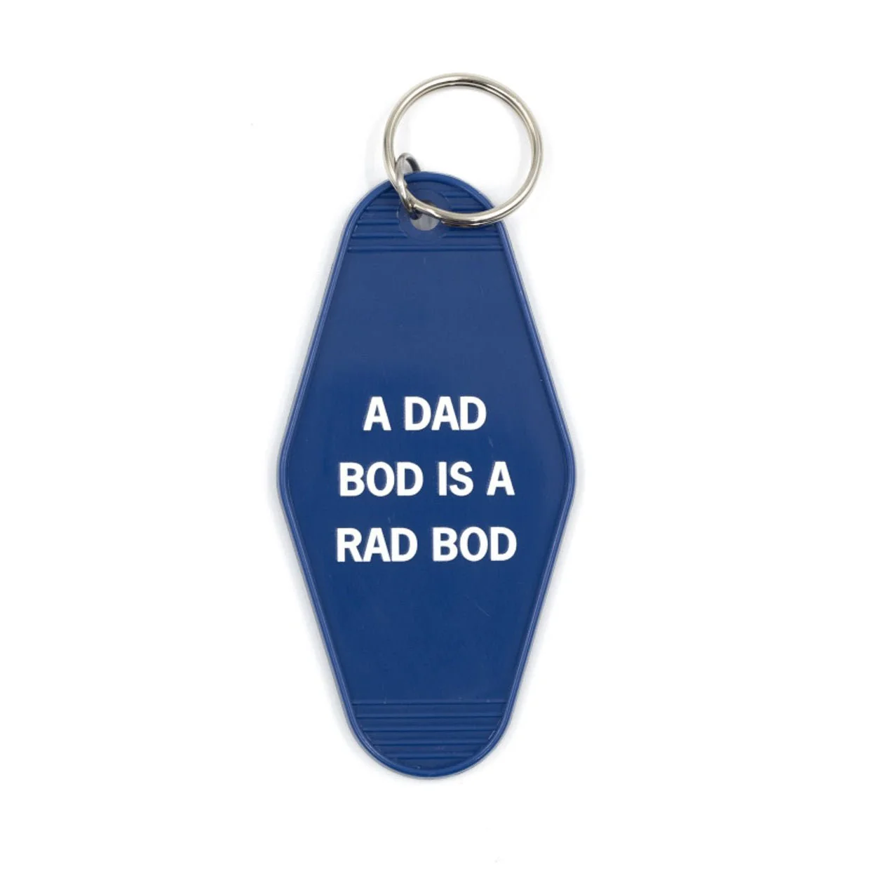 A Dad Bod is a Rad Bod Motel Style Keychain in Blue | Body Positivity Themed Funny Key Tag | Gift for Him - Image 4