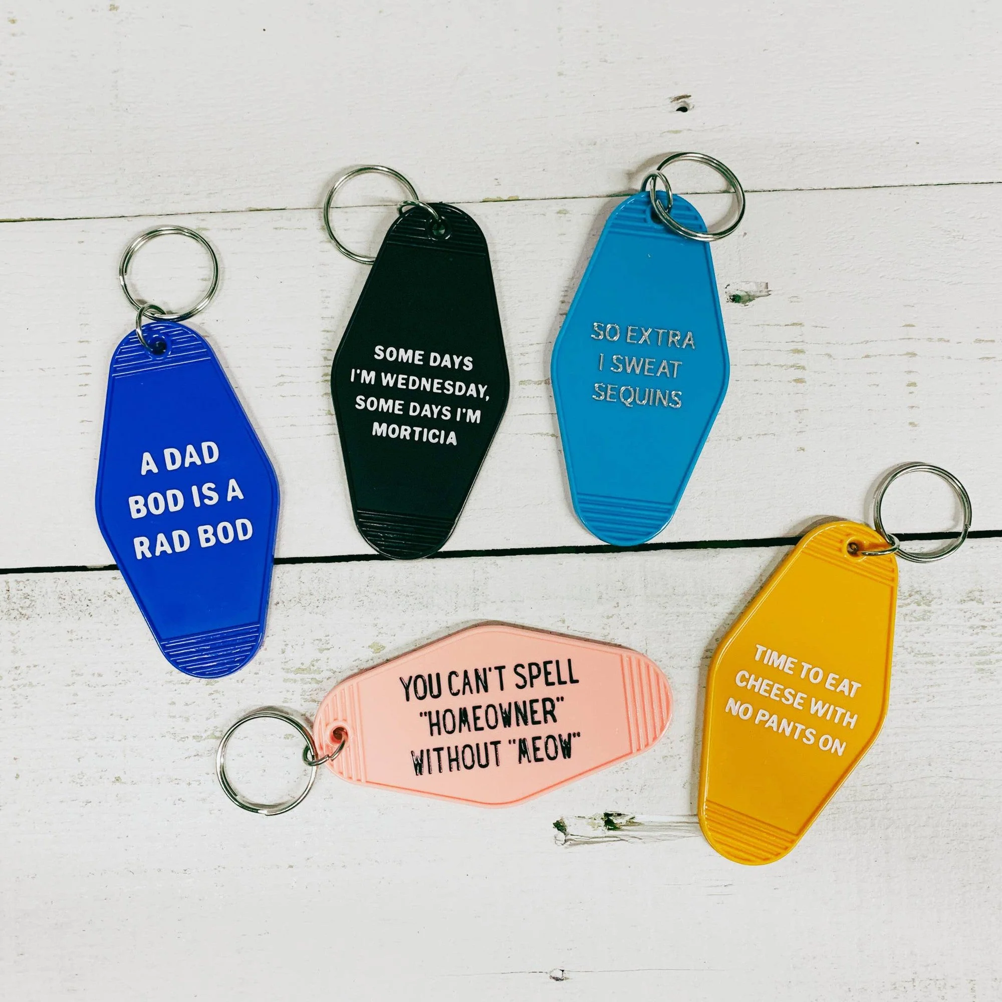 A Dad Bod is a Rad Bod Motel Style Keychain in Blue | Body Positivity Themed Funny Key Tag | Gift for Him - Image 7