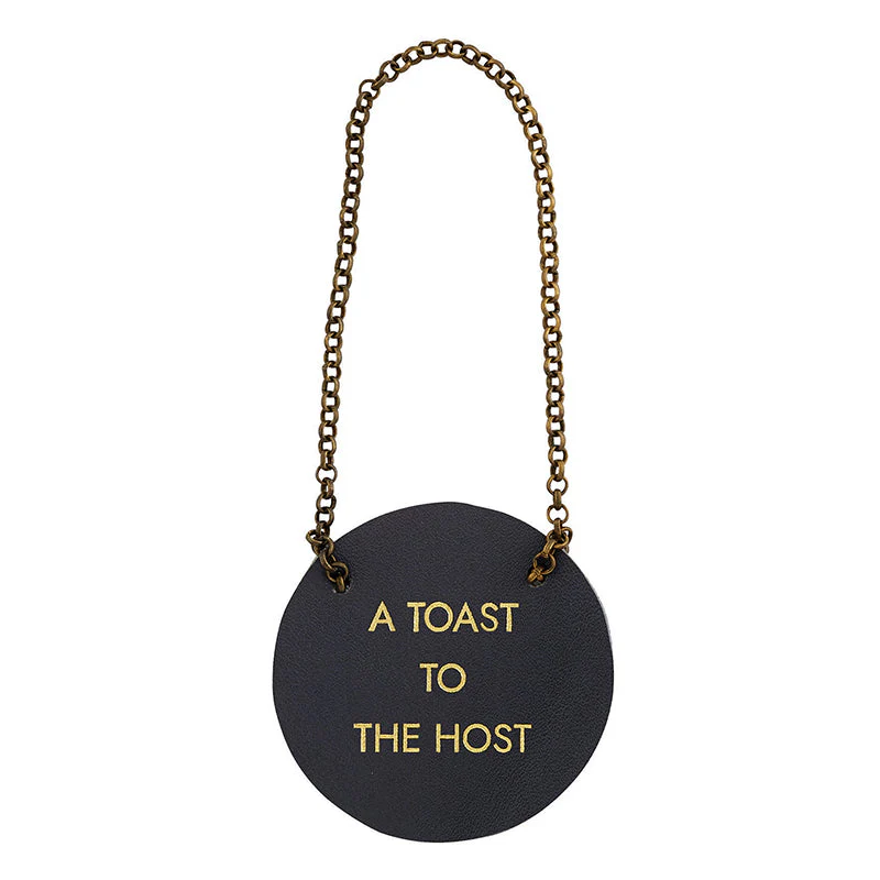 A Toast to the Host Leather Wine Bottle Tag - Image 2