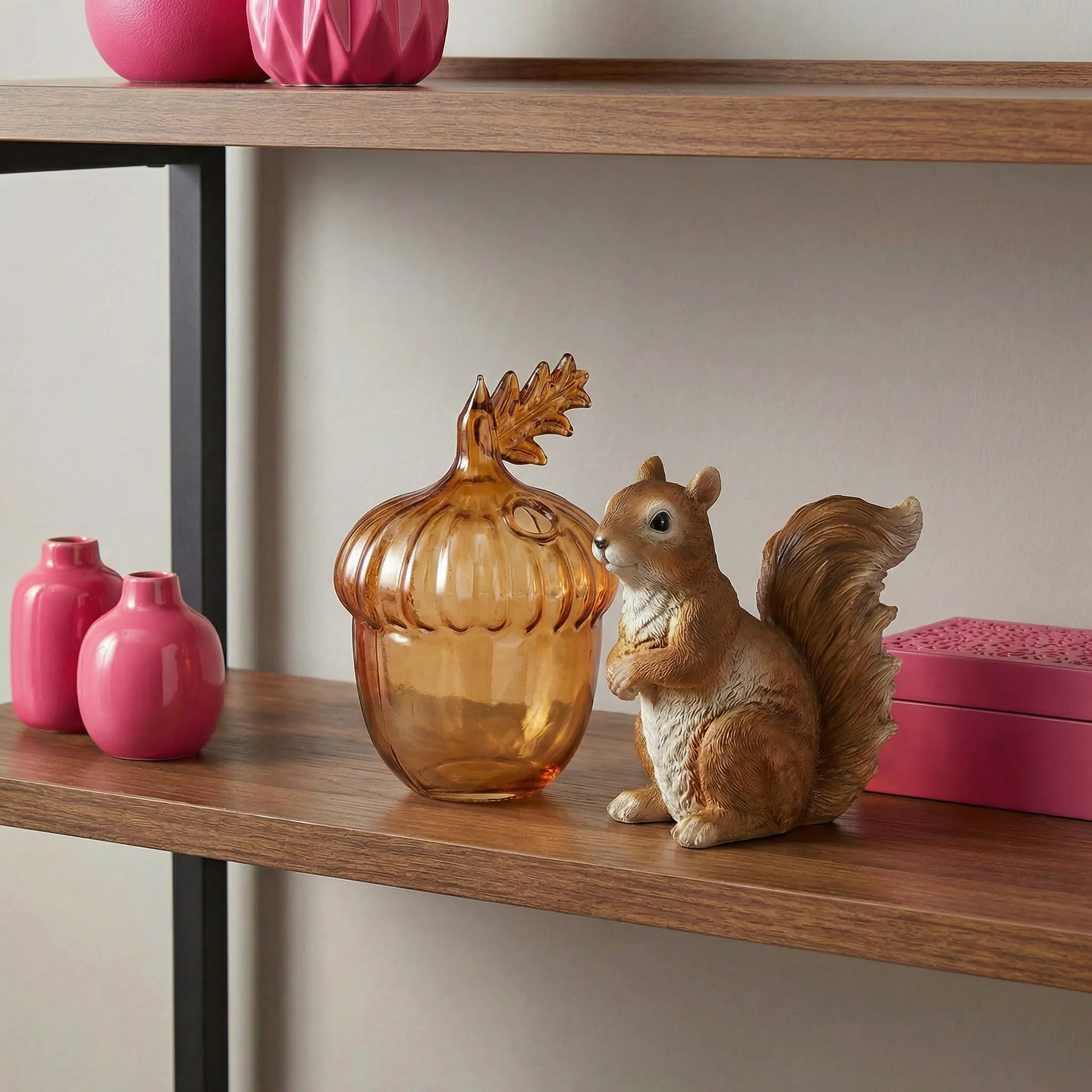 Acorn Glass Bud Vase | Fall Seasonal Decorative Mini Vase | 3" x 4.25" x 2.75" - Image 3