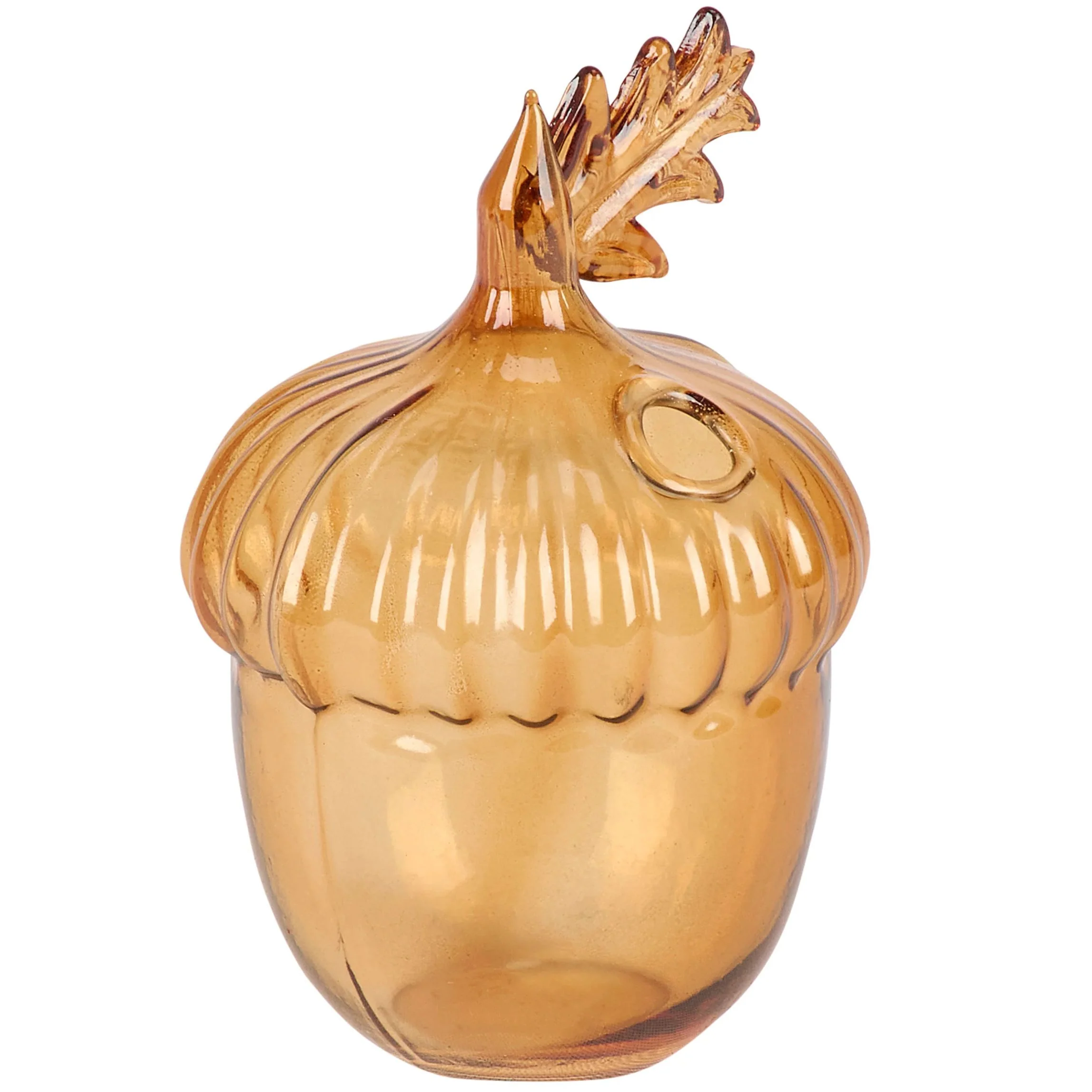 Acorn Glass Bud Vase | Fall Seasonal Decorative Mini Vase | 3" x 4.25" x 2.75" - Image 4