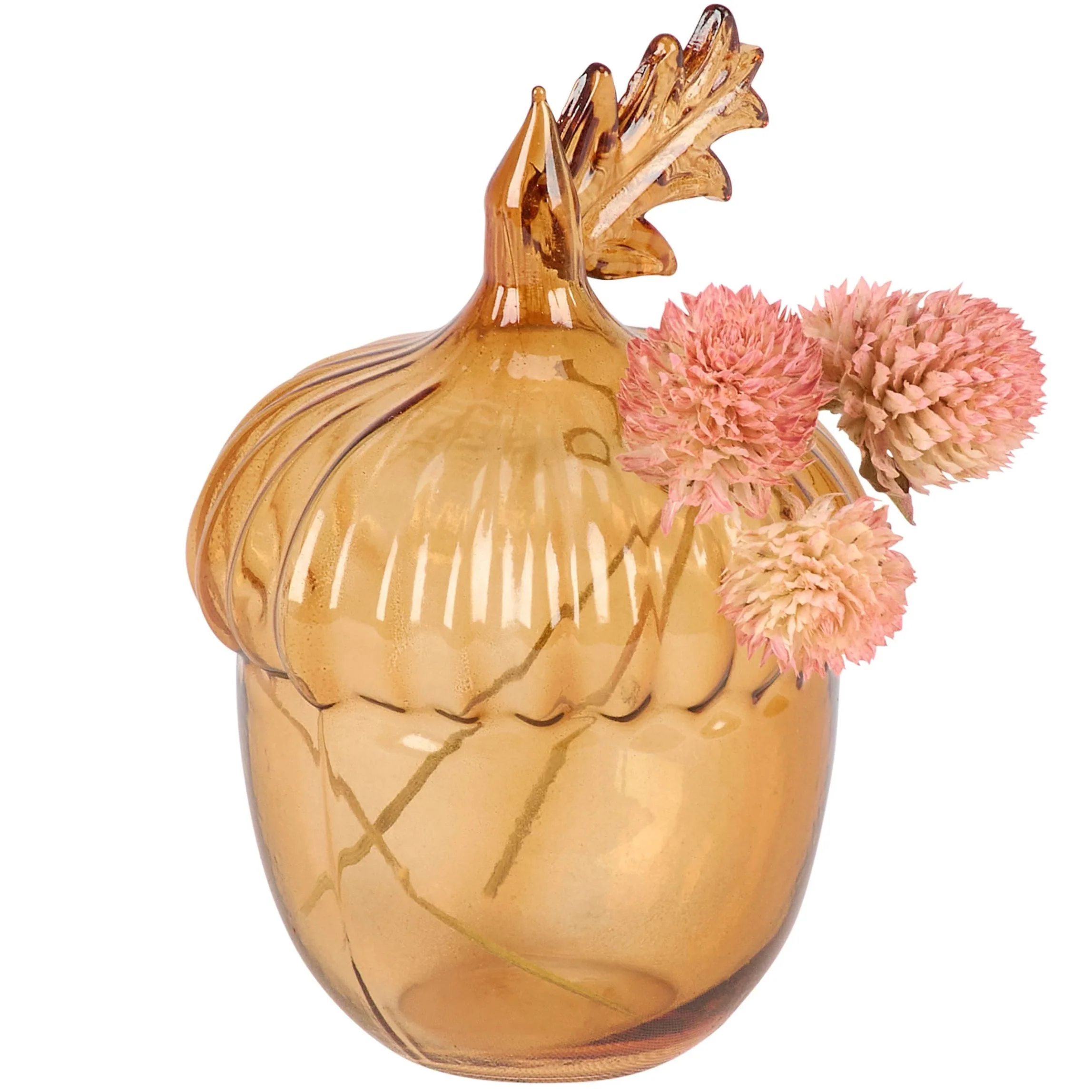 Acorn Glass Bud Vase | Fall Seasonal Decorative Mini Vase | 3" x 4.25" x 2.75" - Image 5