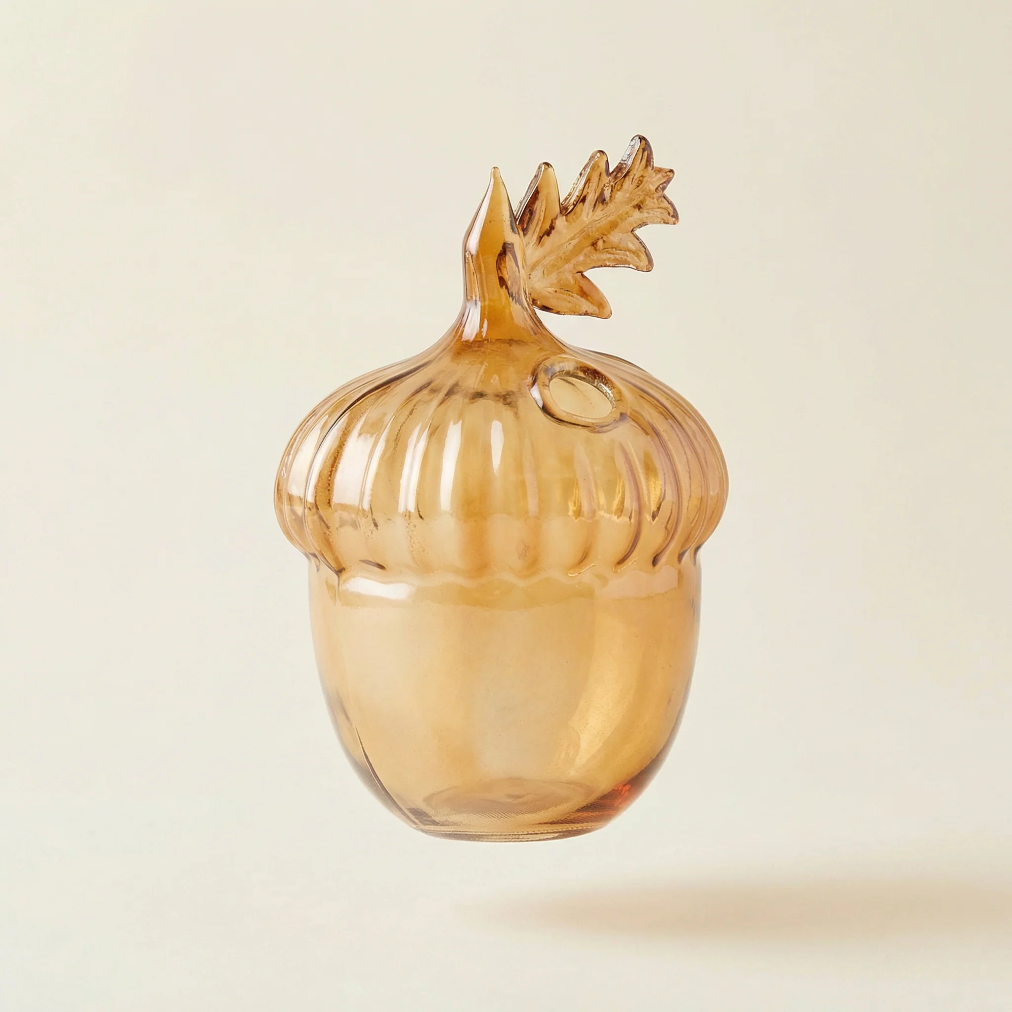 Acorn Glass Bud Vase | Fall Seasonal Decorative Mini Vase | 3" x 4.25" x 2.75" - Image 6