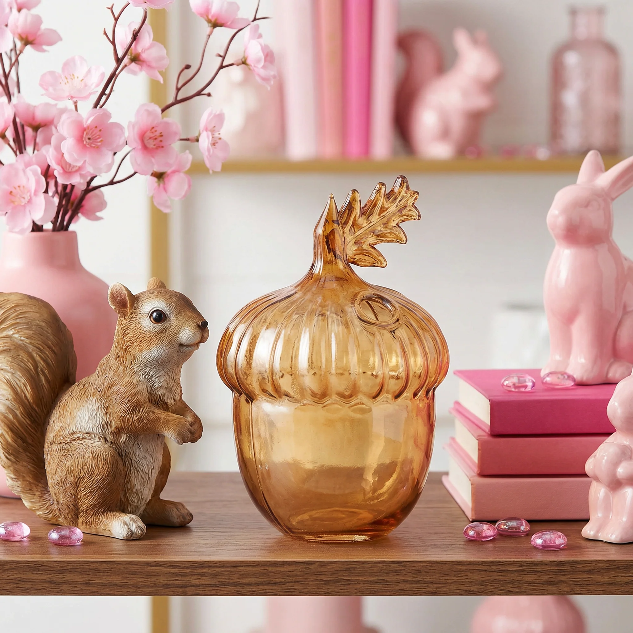 Acorn Glass Bud Vase | Fall Seasonal Decorative Mini Vase | 3" x 4.25" x 2.75" - Image 7