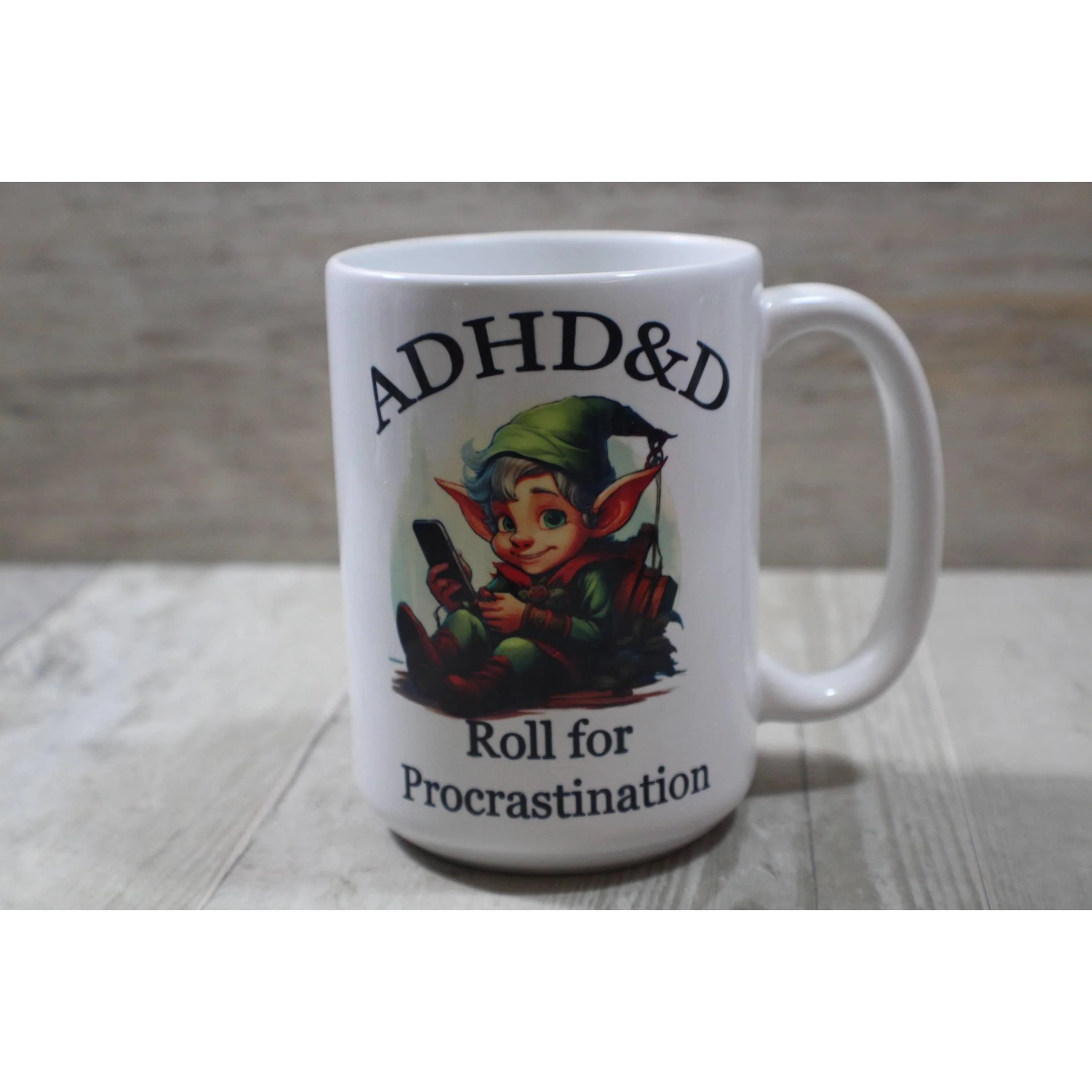 ADHD&D Roll for Procrastination Ceramic Coffee Mug | 15 oz. - Image 3