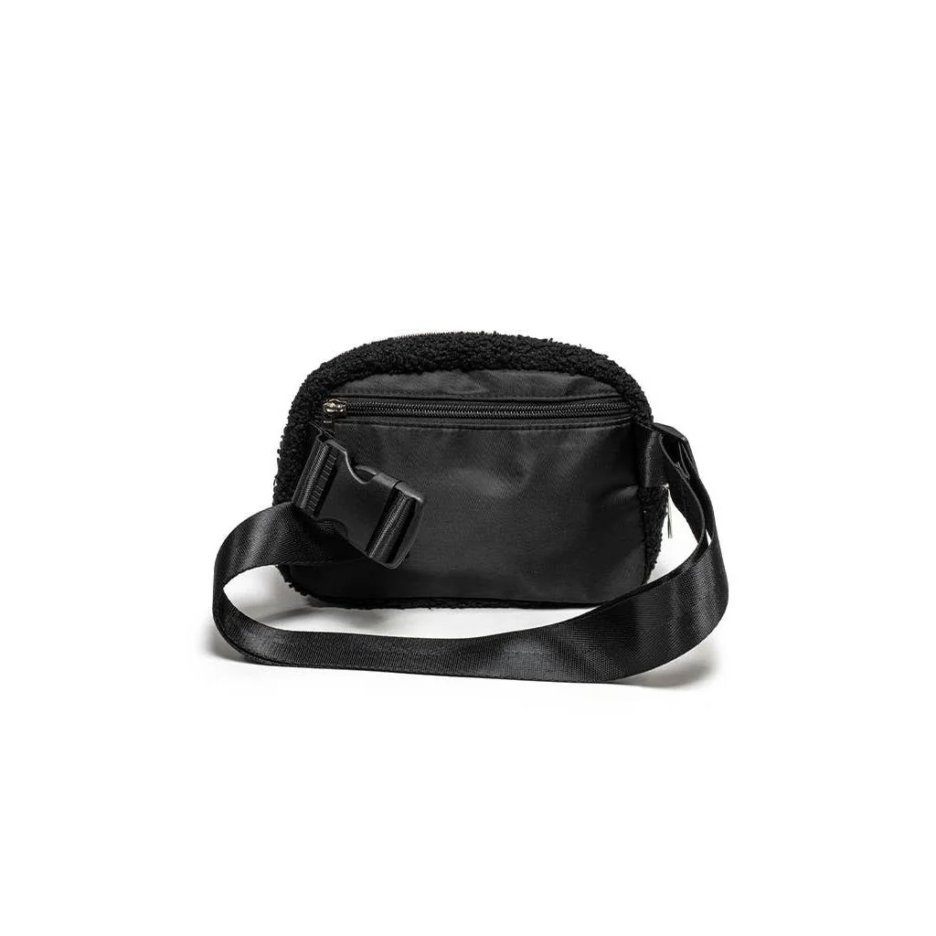 Multi-Colored Happy Faces Adjustable Belt Bag in Black | Stylish Crossbody Waist Bag - Image 5