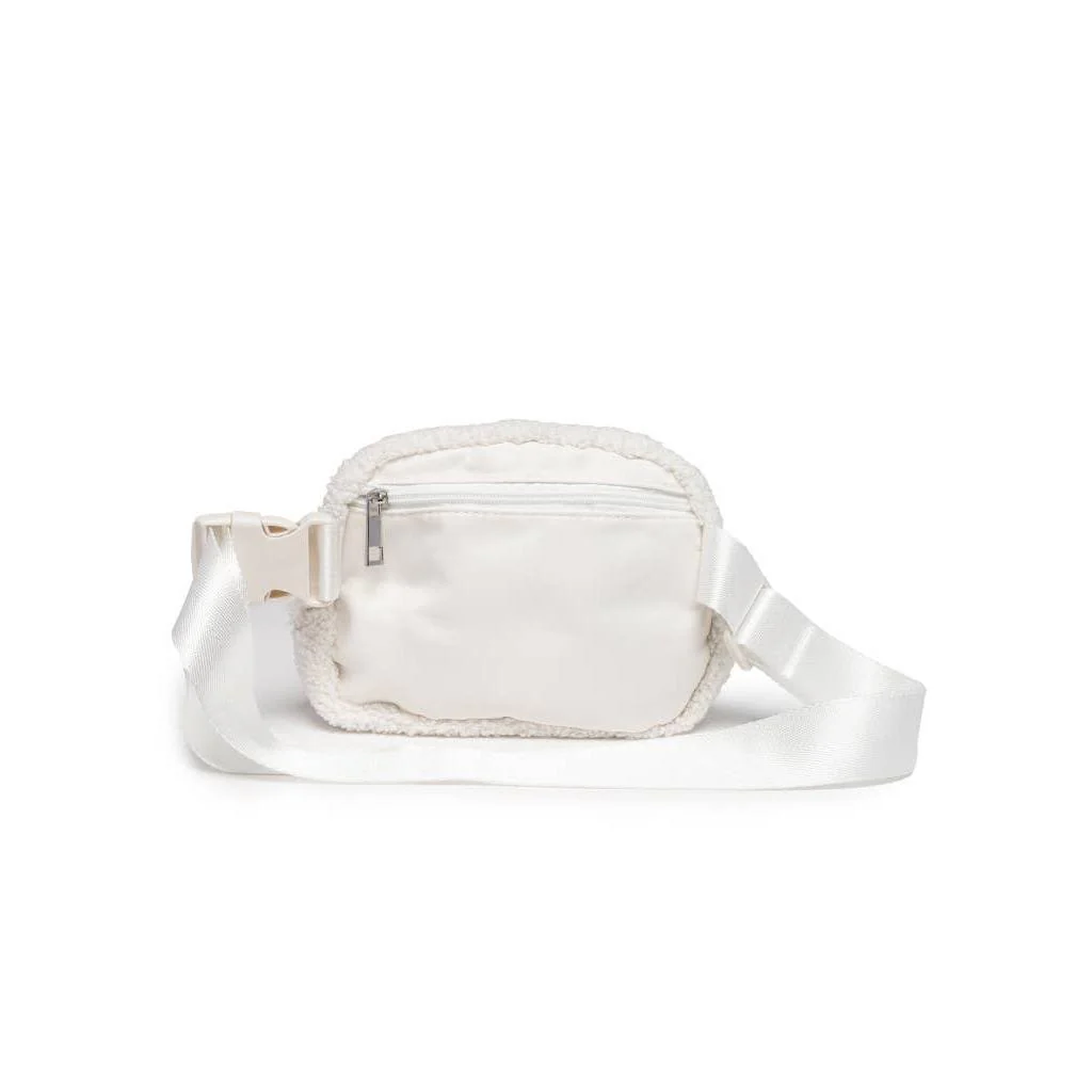 Rainbow Checkered Adjustable Belt Bag in White | Multicolor Plaid Pattern Waist Bag - Image 3